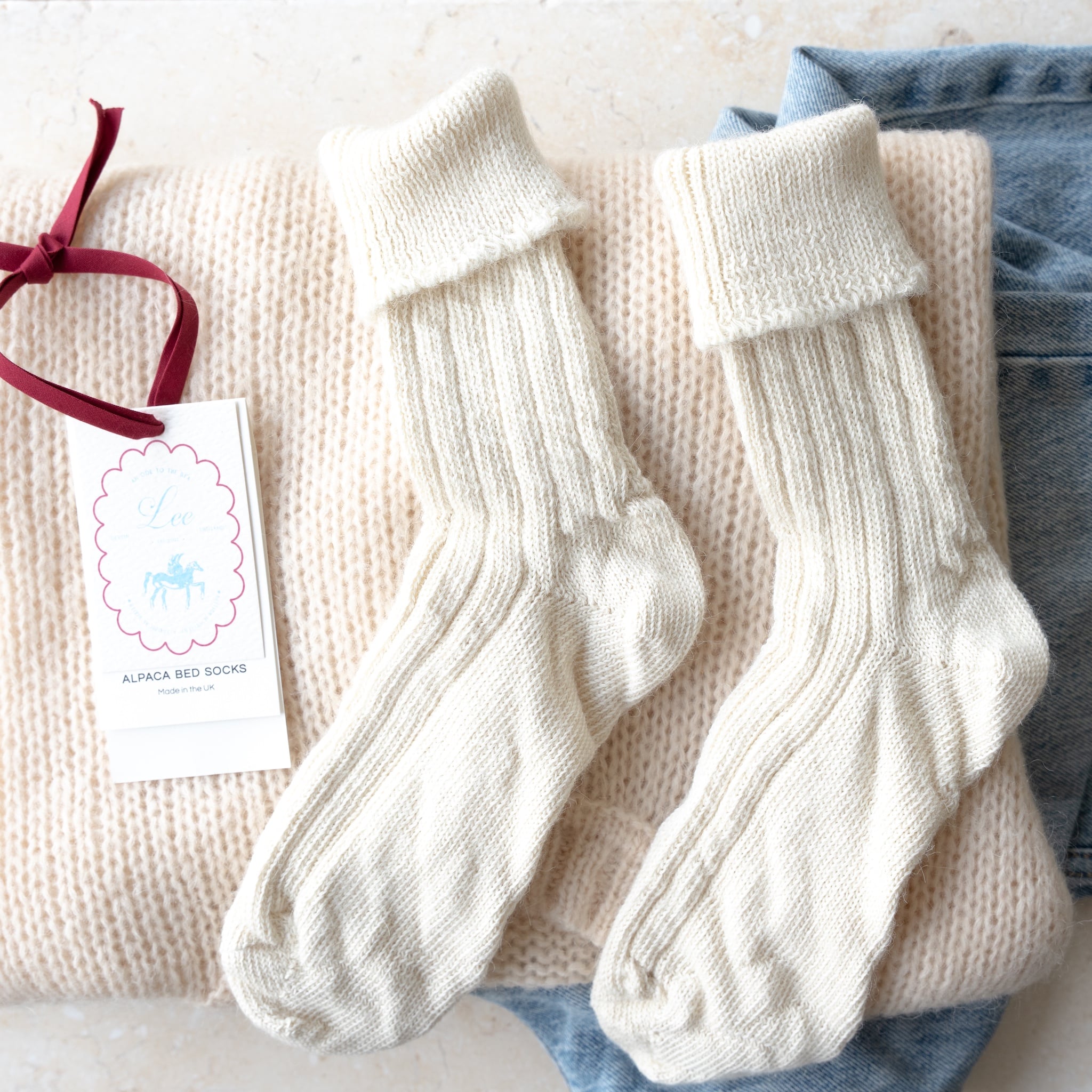 Alpaca Bed Socks | Cream