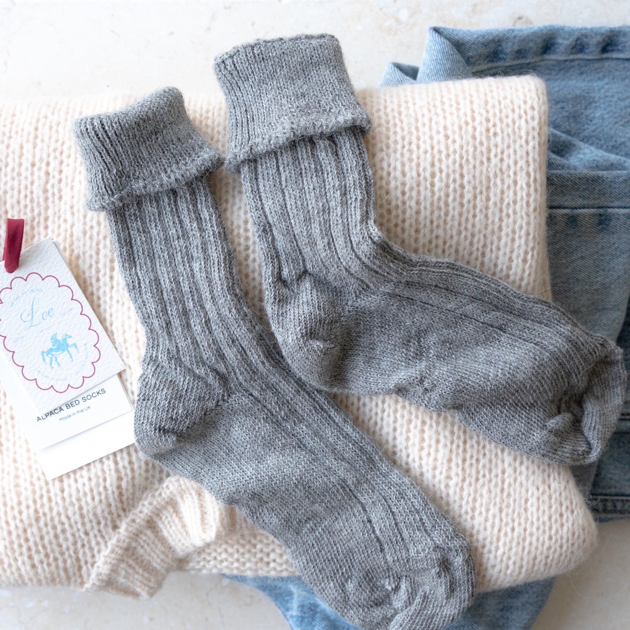Alpaca Bed Socks | Grey