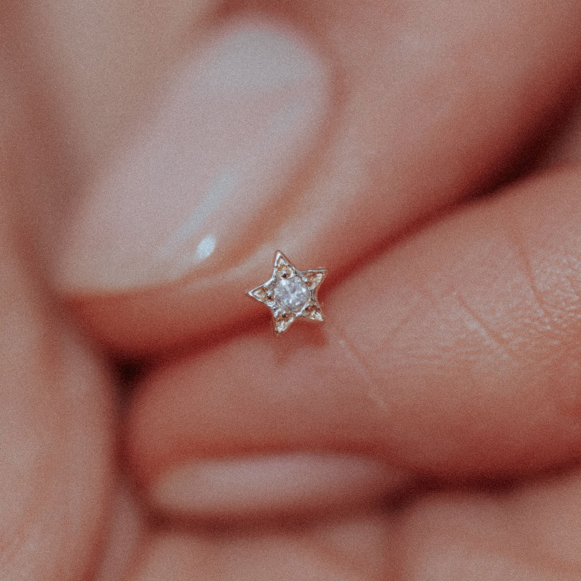 Diamond Star Pentagram Stud Earrings