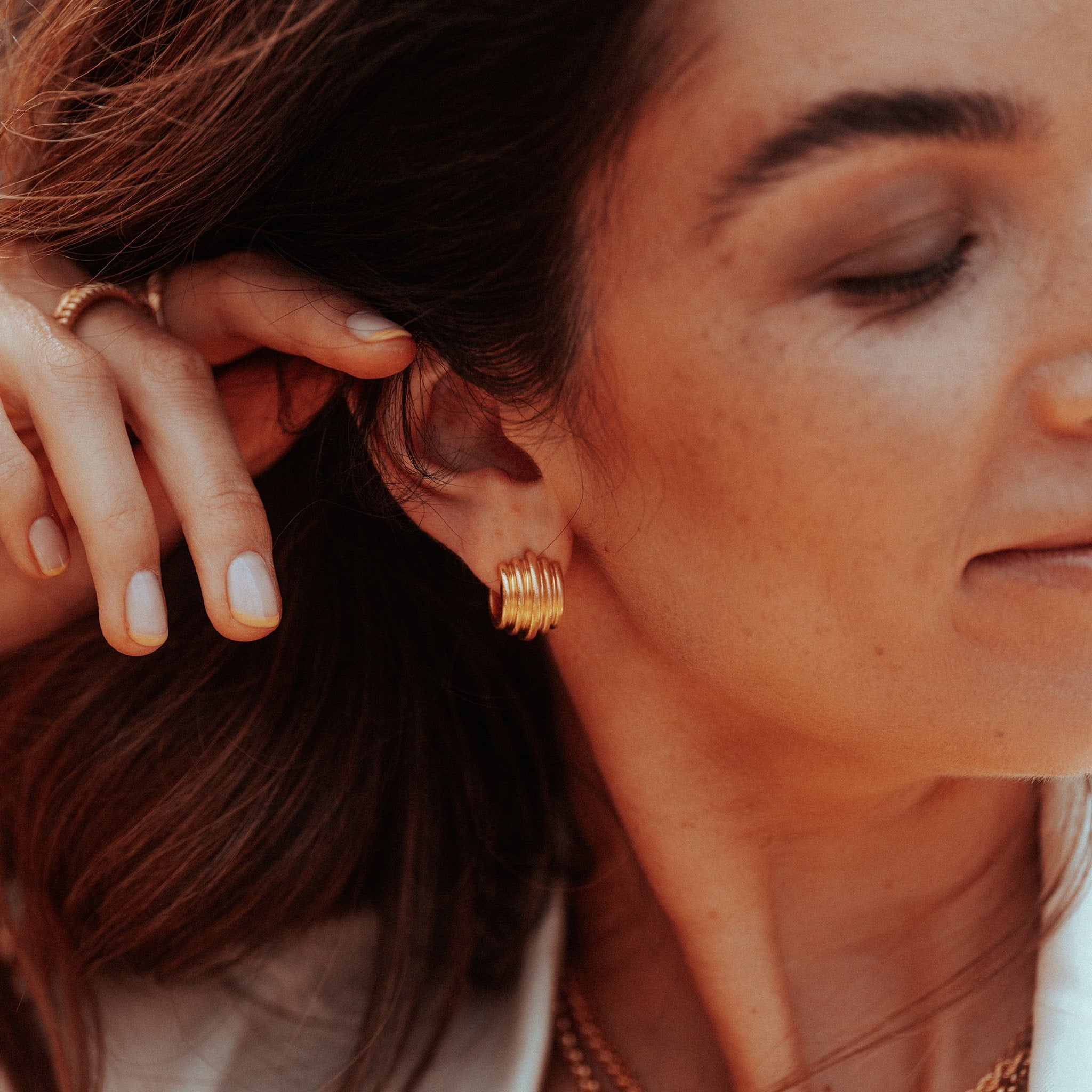 Chunky Ripple Hoop Earrings Cuffs