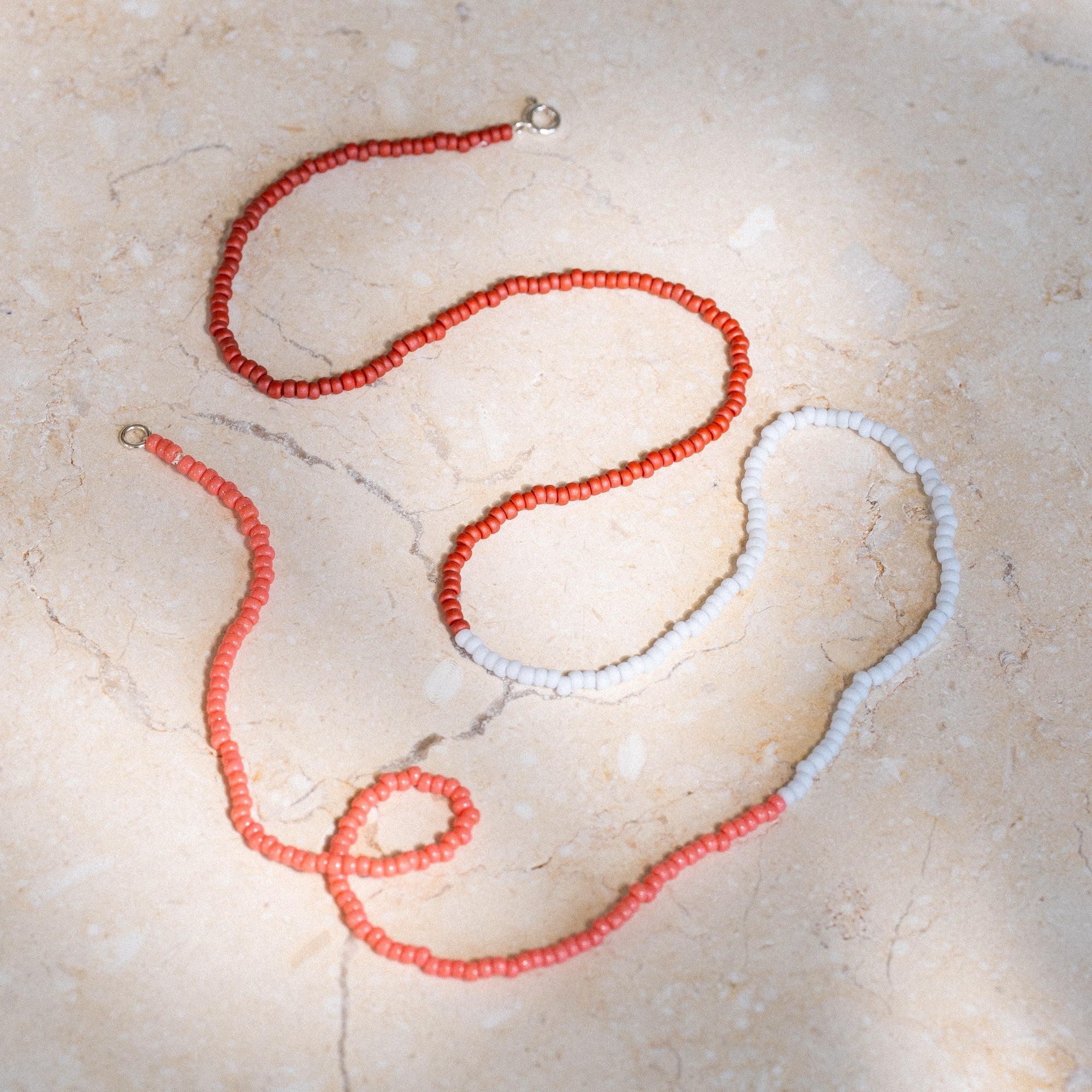 Japanese Miyuki Bead Necklace | Terracotta, Watermelon & Powder Blue