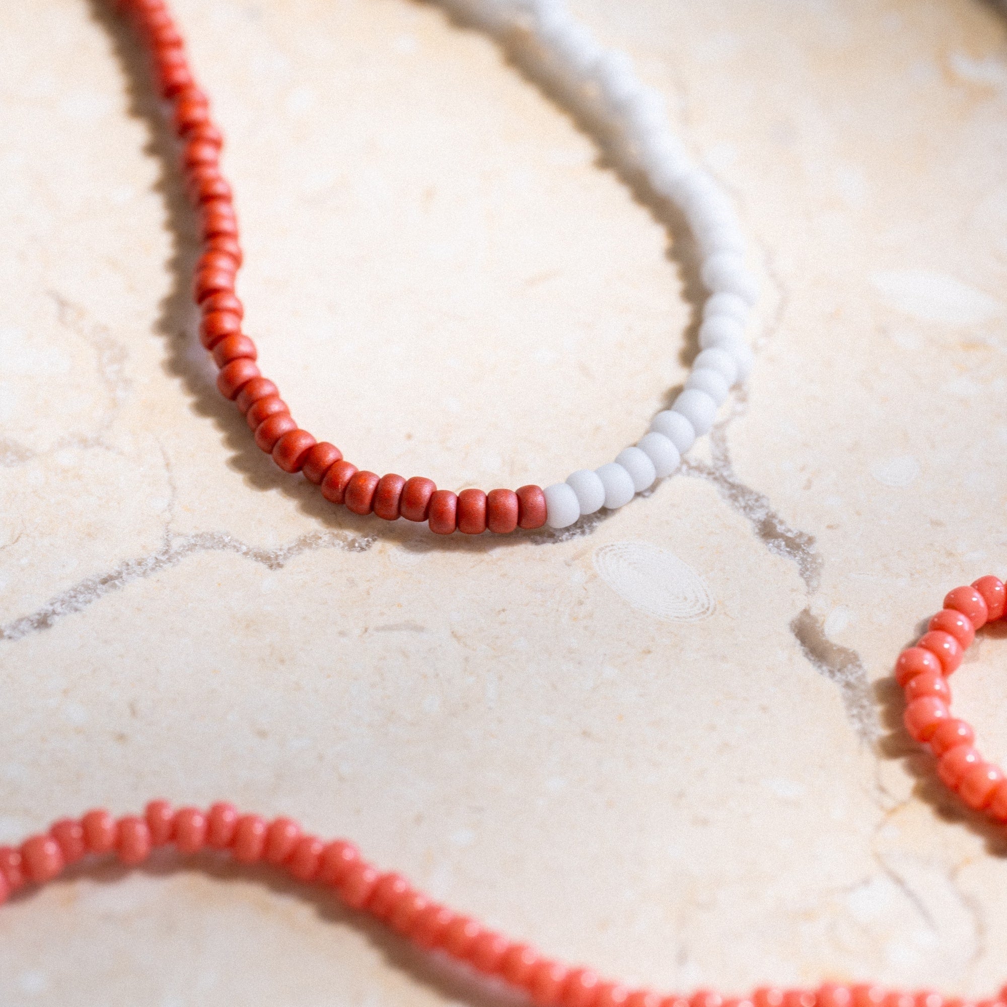 Japanese Miyuki Bead Necklace | Terracotta, Watermelon & Powder Blue