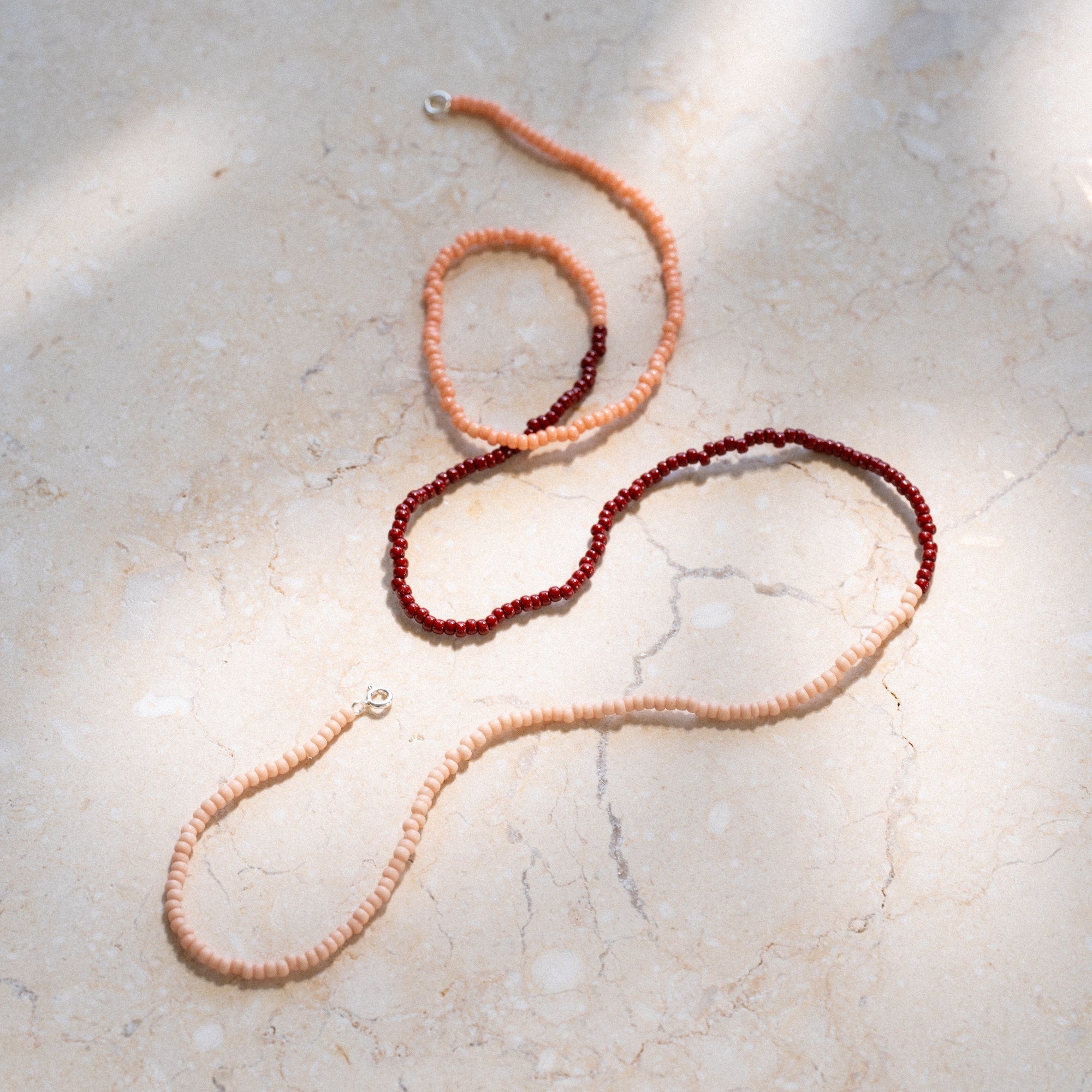 Japanese Miyuki Bead Necklace | Dusty pink, Maroon & Blush Pink