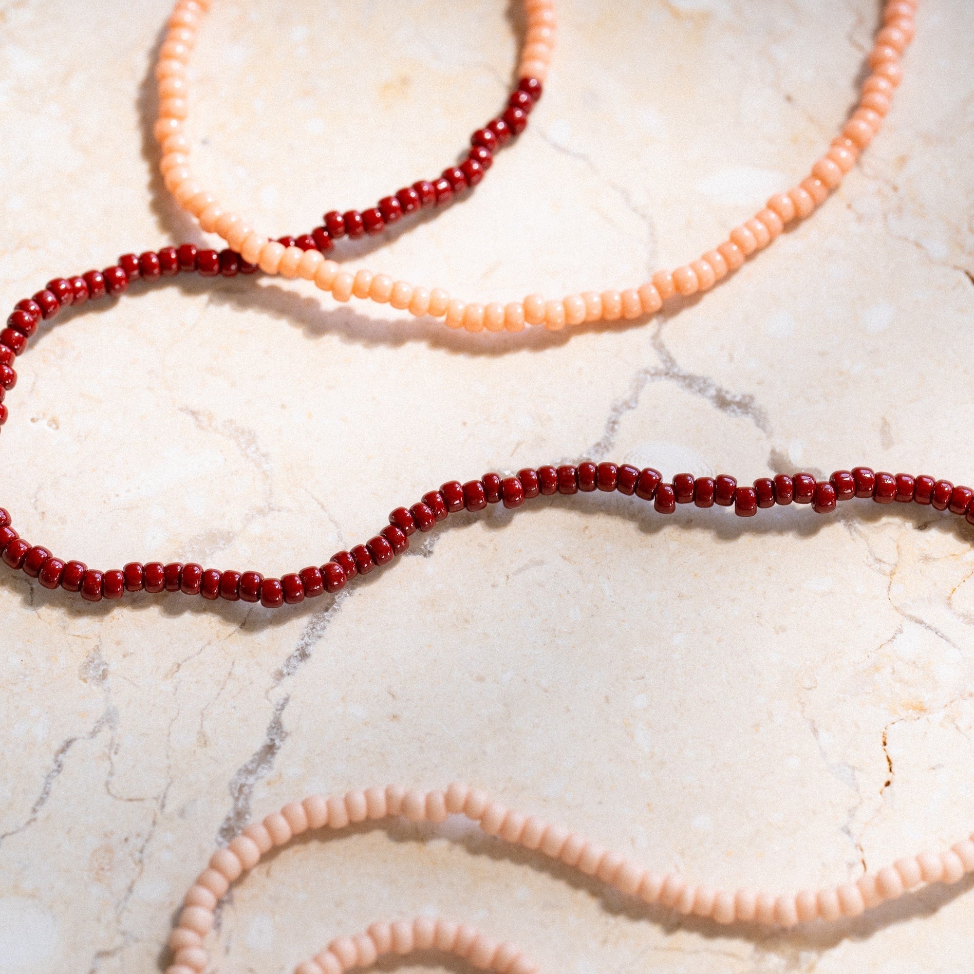Japanese Miyuki Bead Necklace | Dusty pink, Maroon & Blush Pink