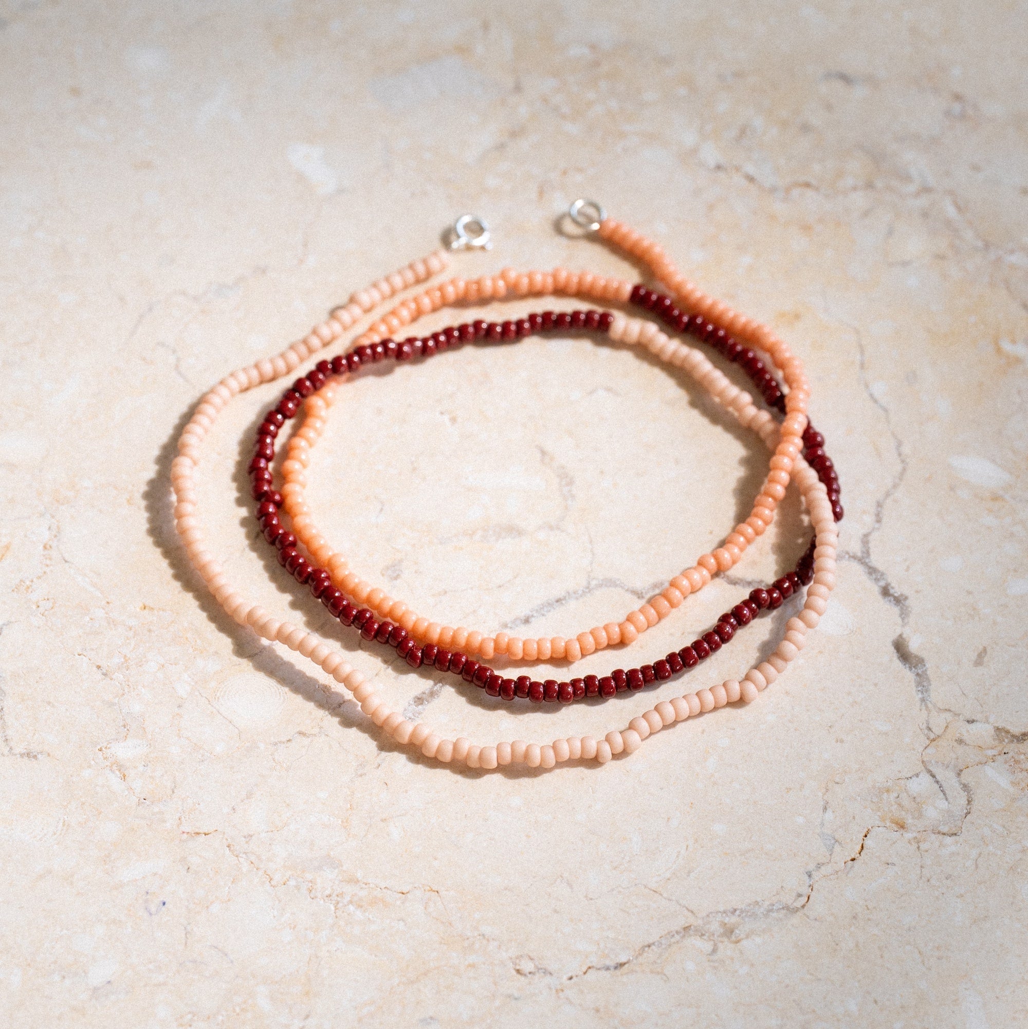 Japanese Miyuki Bead Necklace | Dusty pink, Maroon & Blush Pink