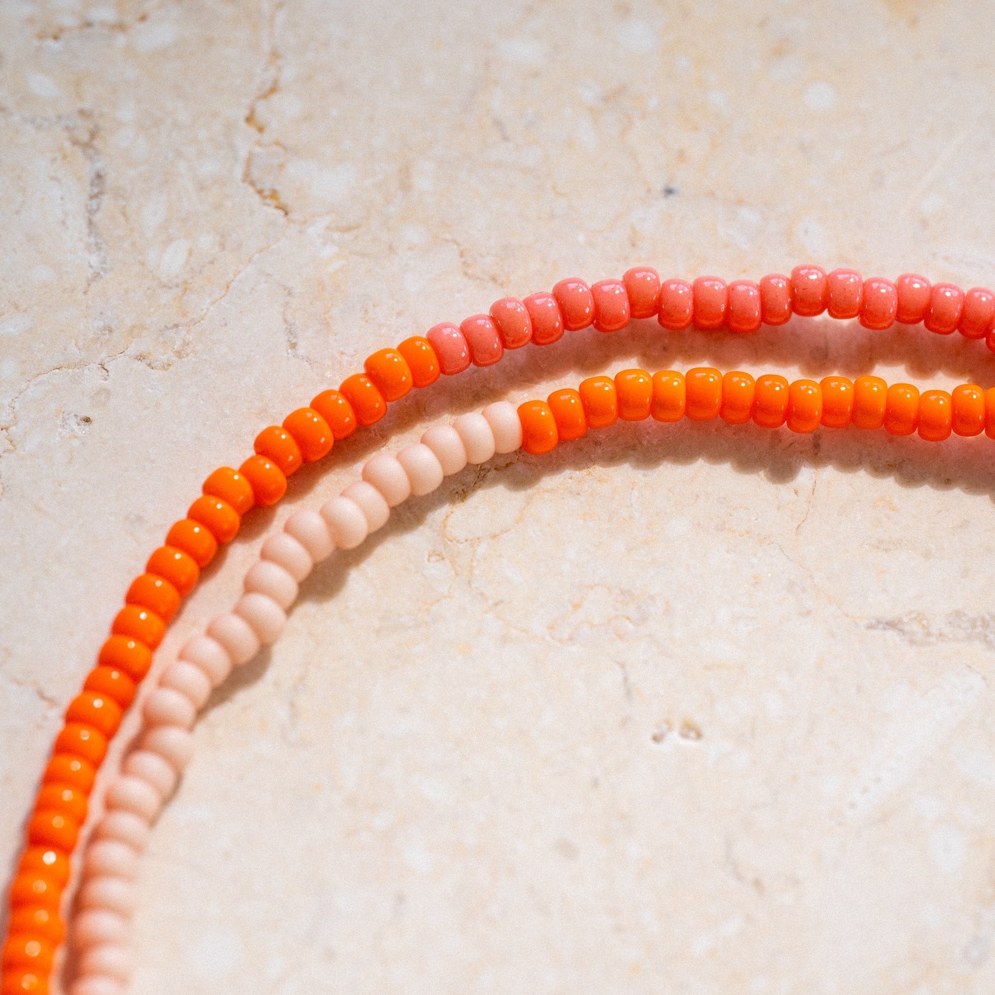 Japanese Miyuki Bead Necklace | Vibrant Orange, Watermelon & Dusty Pink