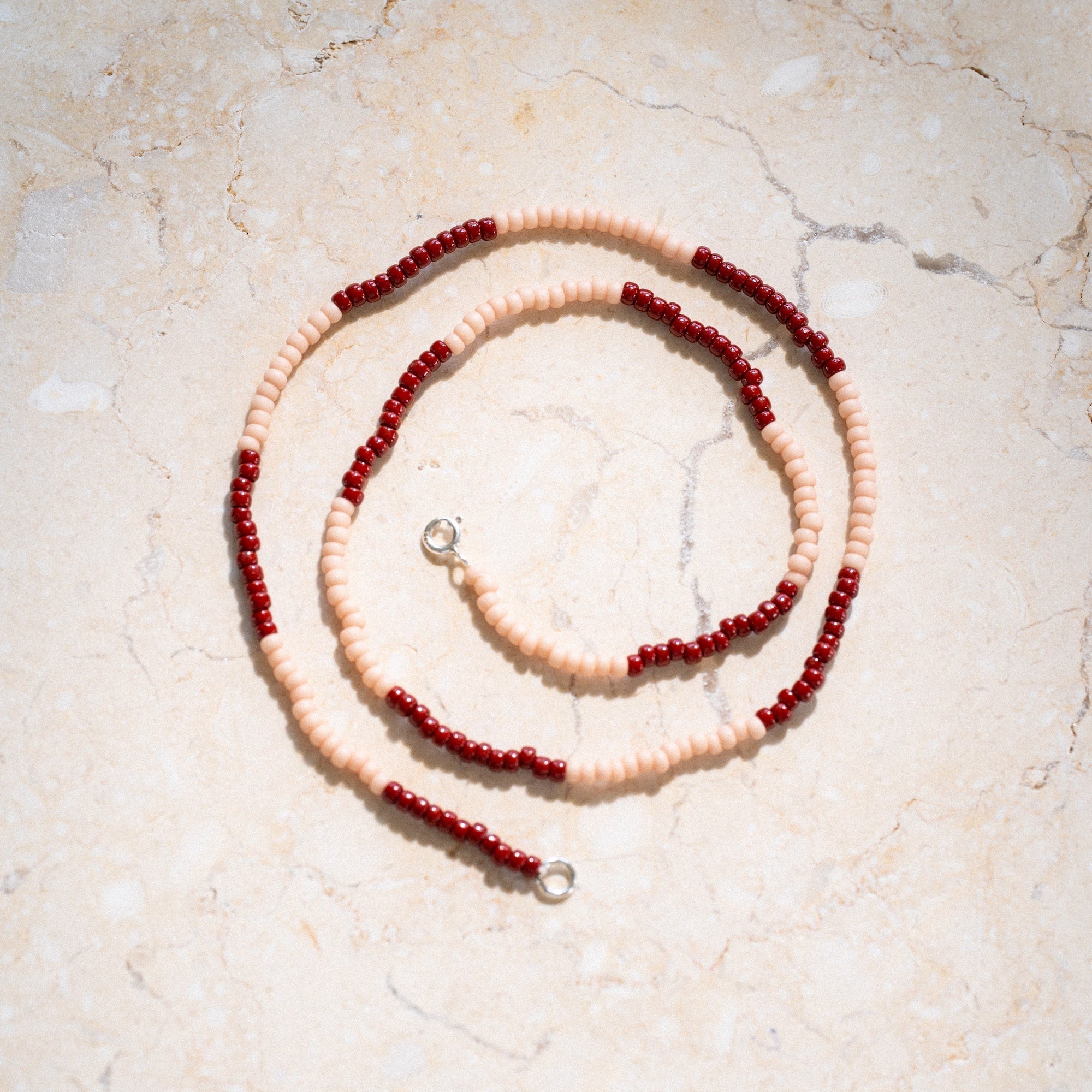 Japanese Miyuki Bead Necklace | Maroon & Dusty Pink