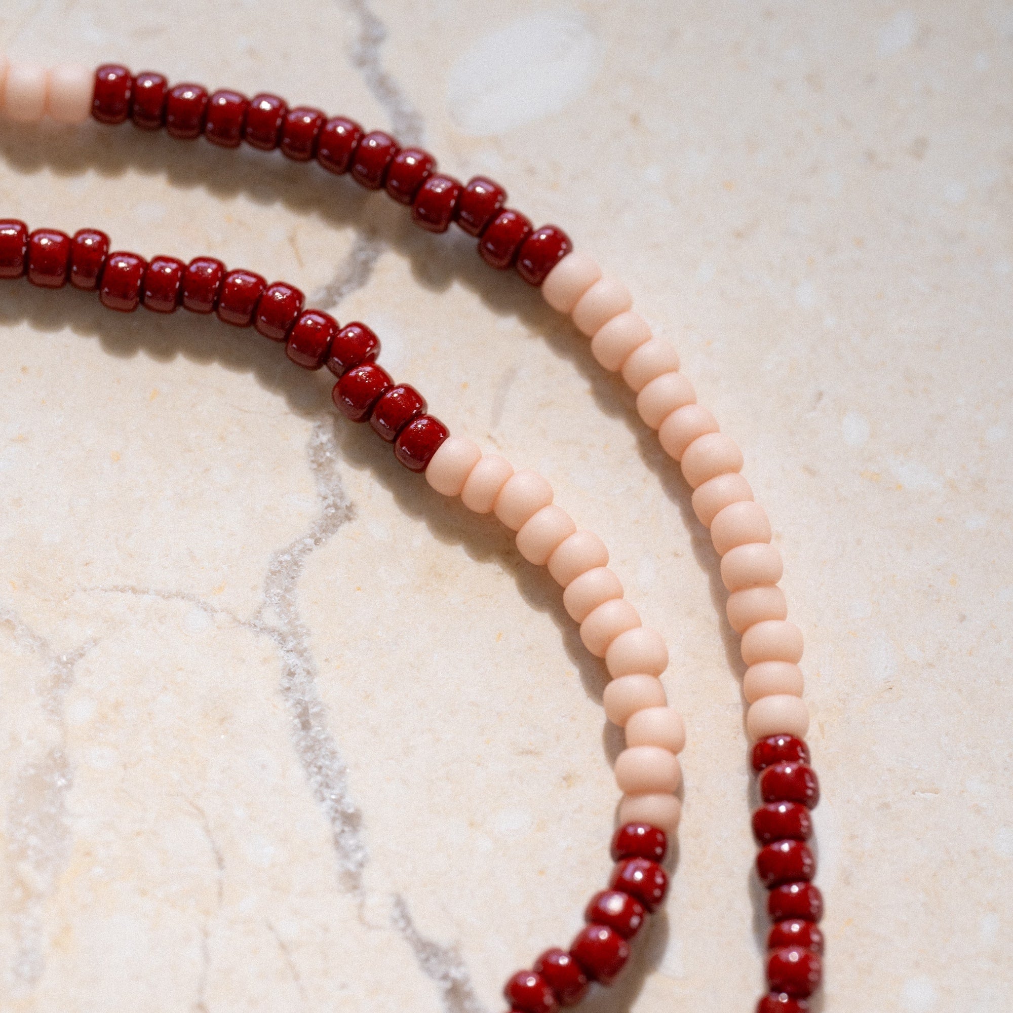 Japanese Miyuki Bead Necklace | Maroon & Dusty Pink