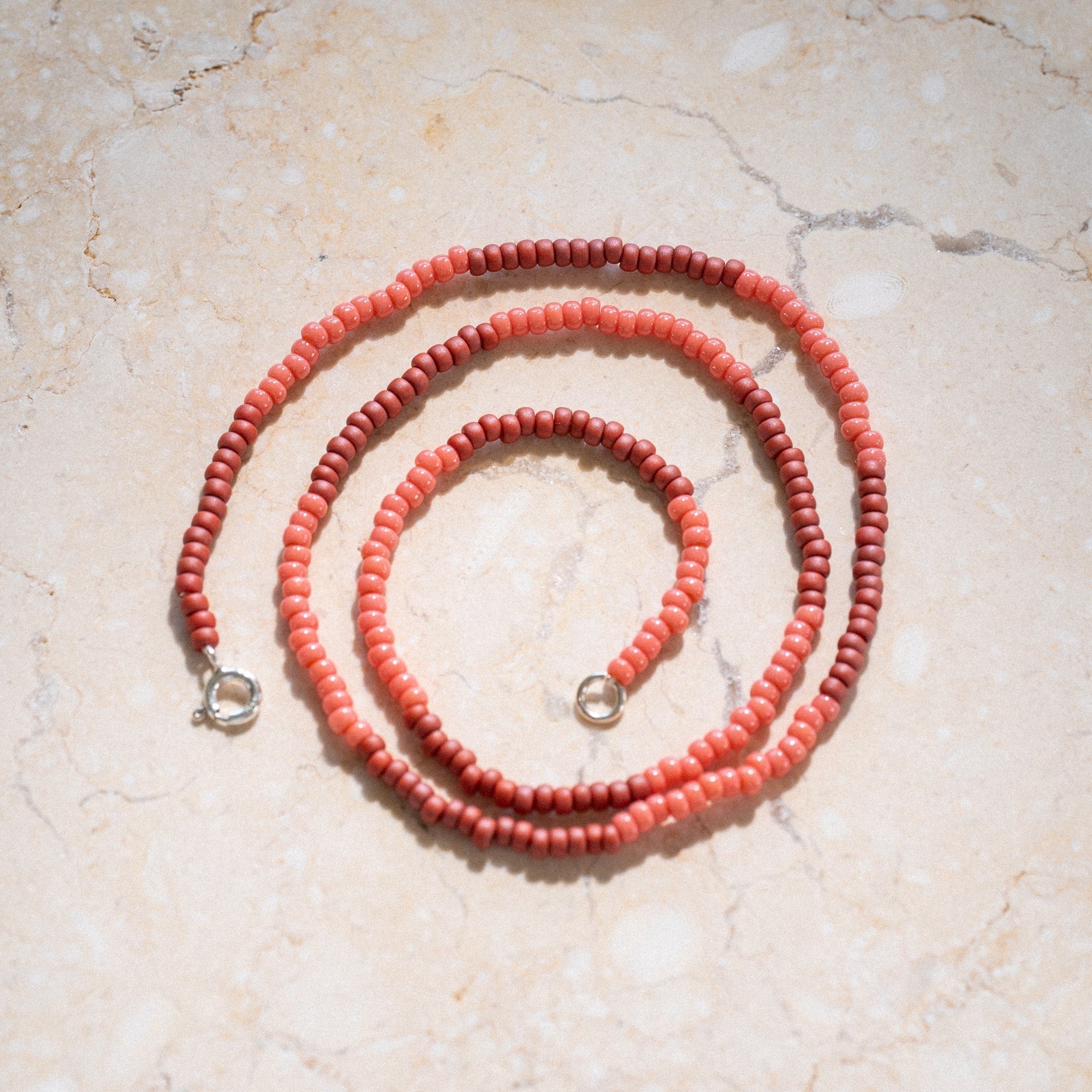 Japanese Miyuki Bead Necklace | Maroon & Dusty Pink