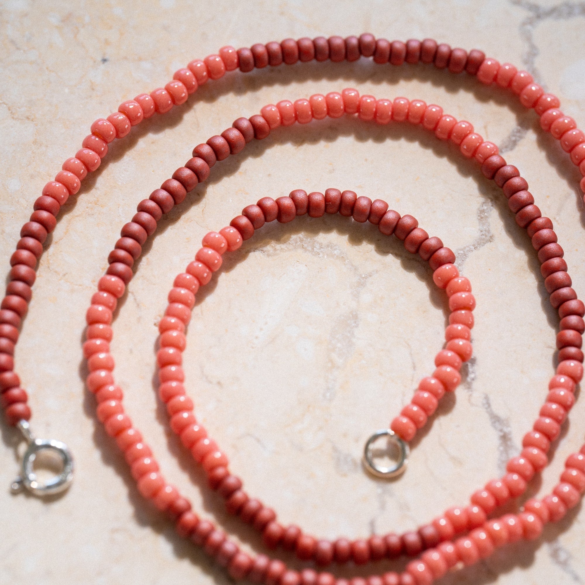 Japanese Miyuki Bead Necklace | Maroon & Dusty Pink