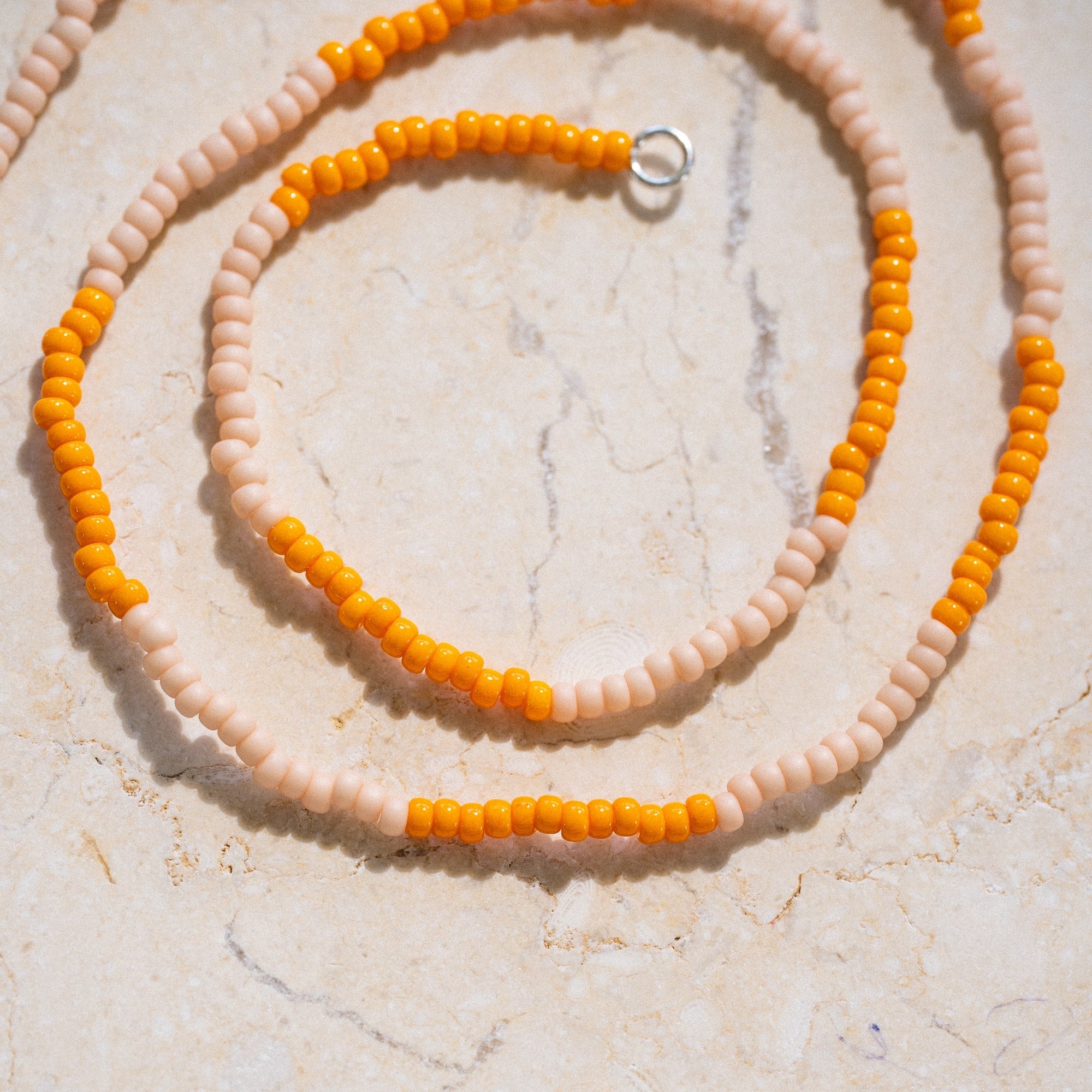 Japanese Miyuki Bead Necklace | Tangerine & Blush Pink