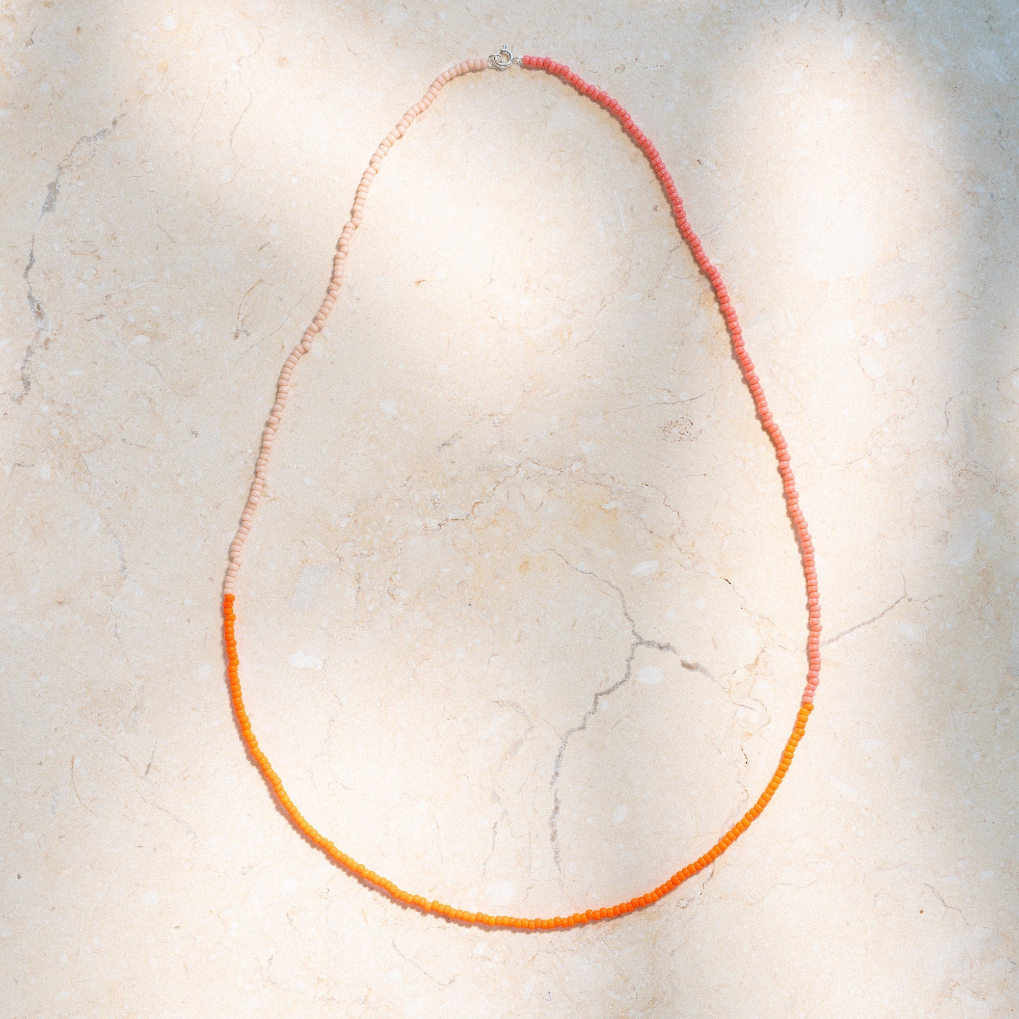 Japanese Miyuki Bead Necklace | Vibrant Orange, Watermelon & Dusty Pink