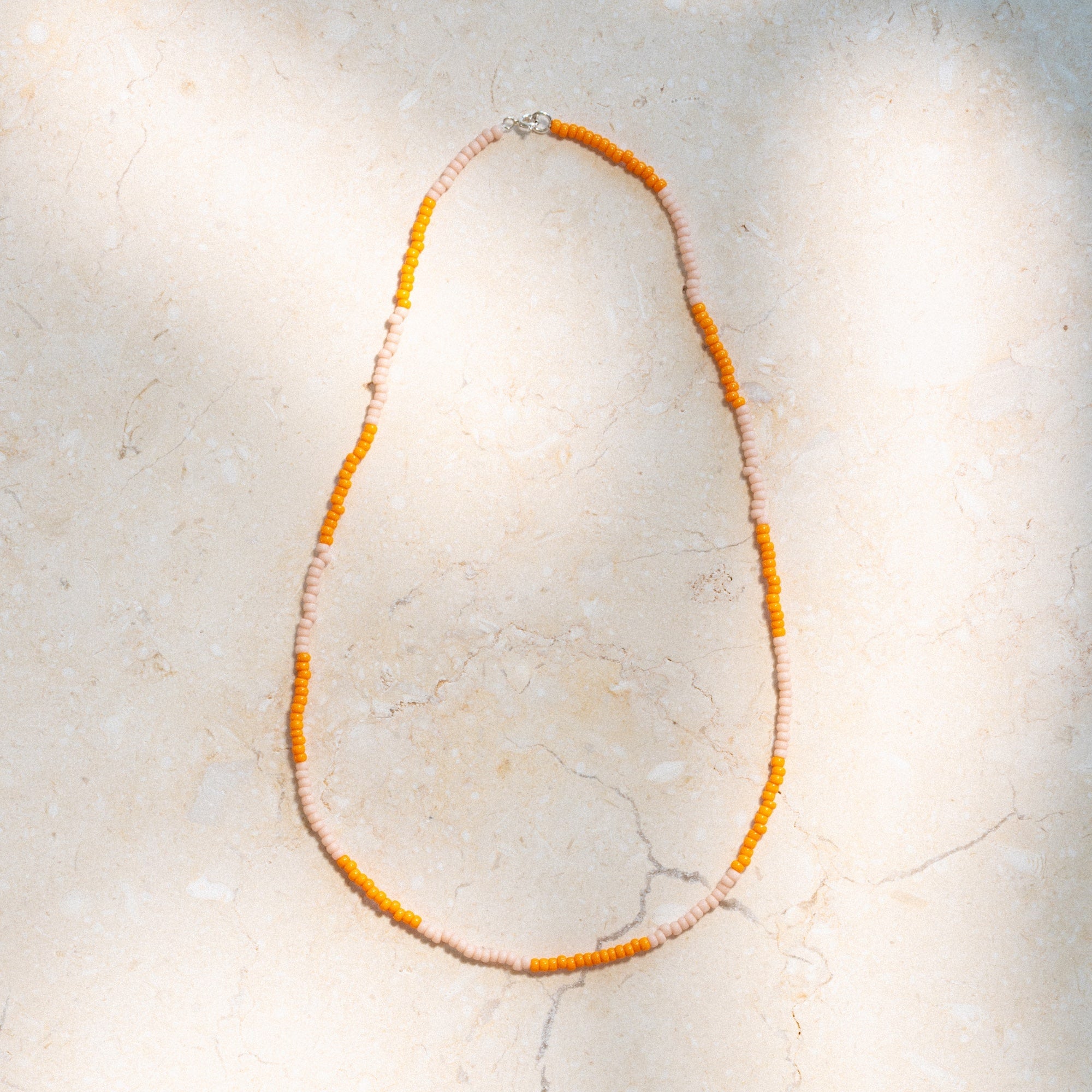 Japanese Miyuki Bead Necklace | Tangerine & Blush Pink