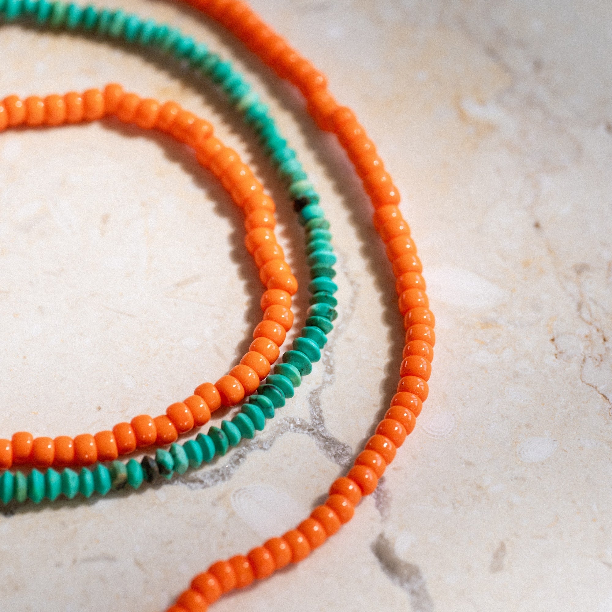 Japanese Miyuki Bead Necklace | Semi Precious Turquoise & Vibrant Orange
