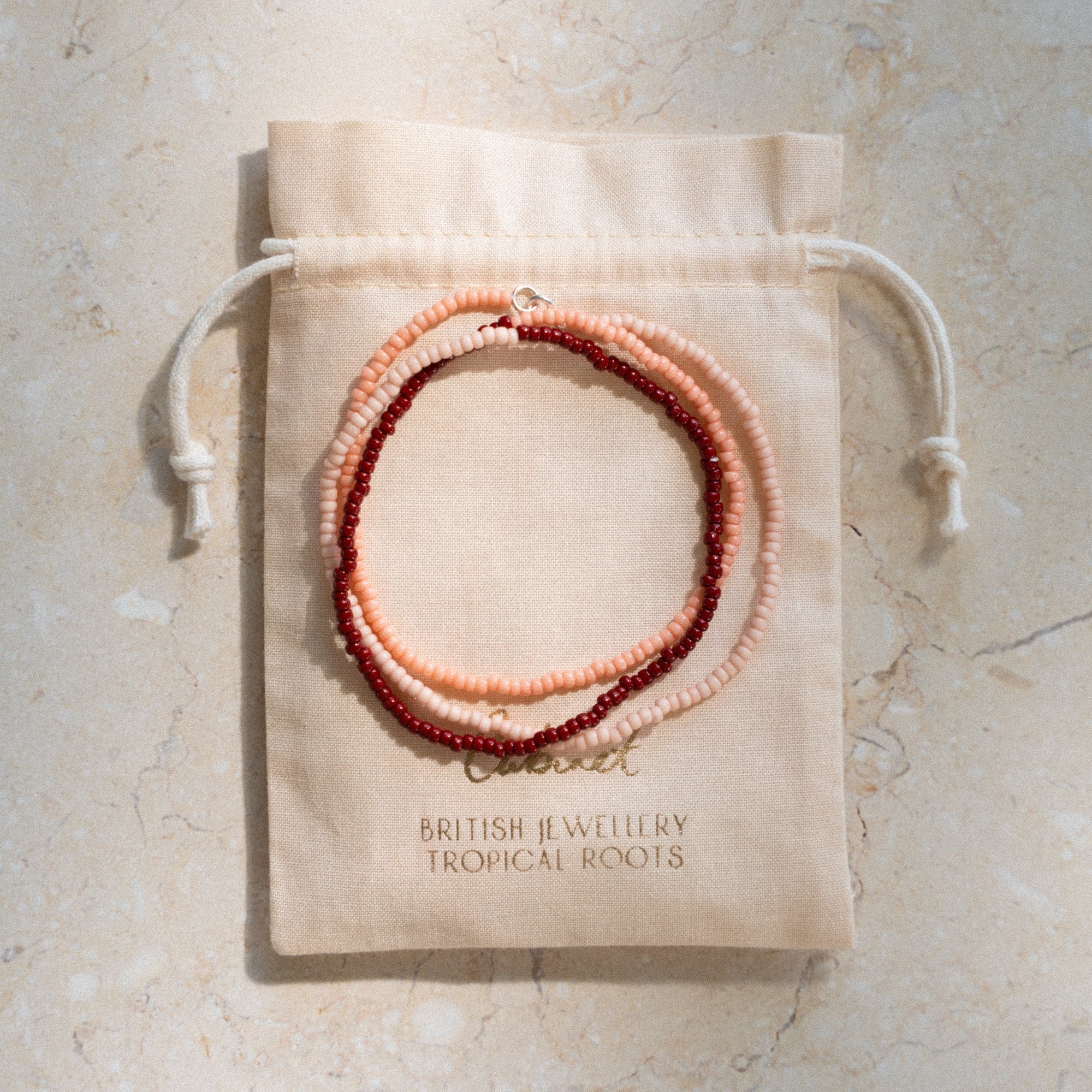 Japanese Miyuki Bead Necklace | Dusty pink, Maroon & Blush Pink