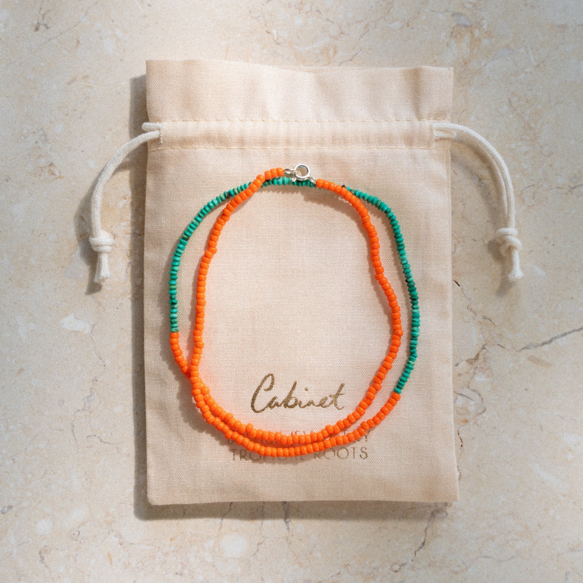 Japanese Miyuki Bead Necklace | Semi Precious Turquoise & Vibrant Orange