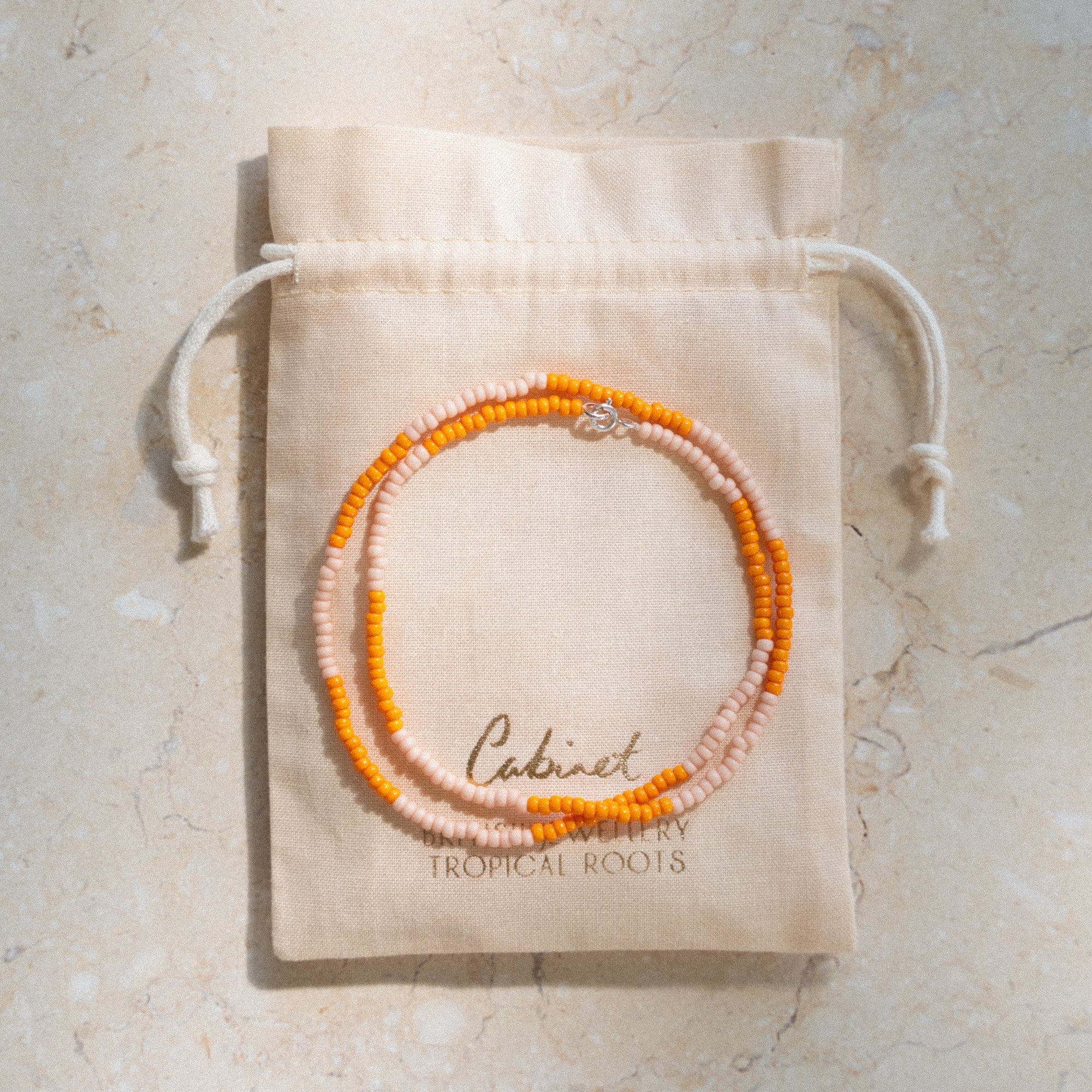 Japanese Miyuki Bead Necklace | Tangerine & Blush Pink