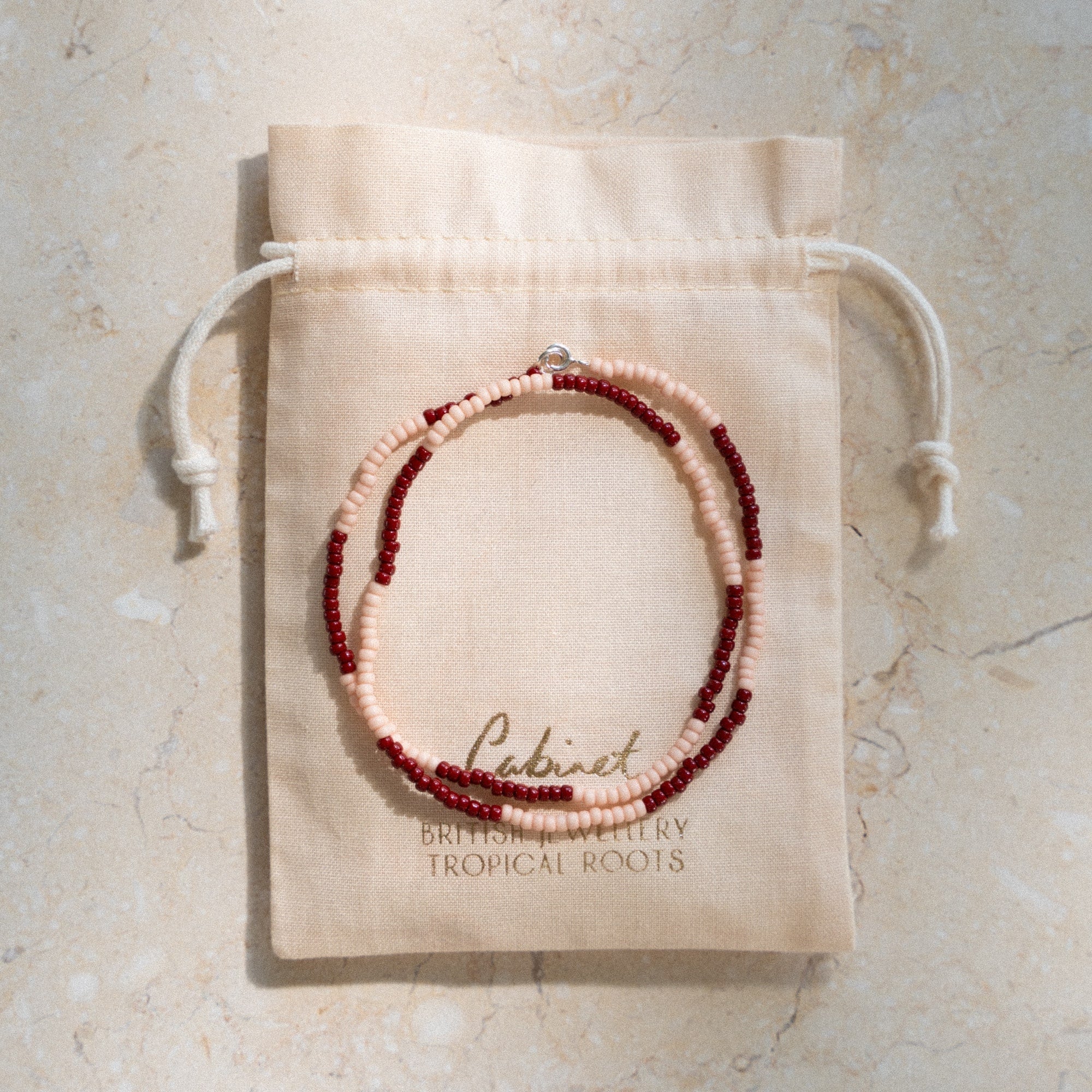 Japanese Miyuki Bead Necklace | Maroon & Dusty Pink