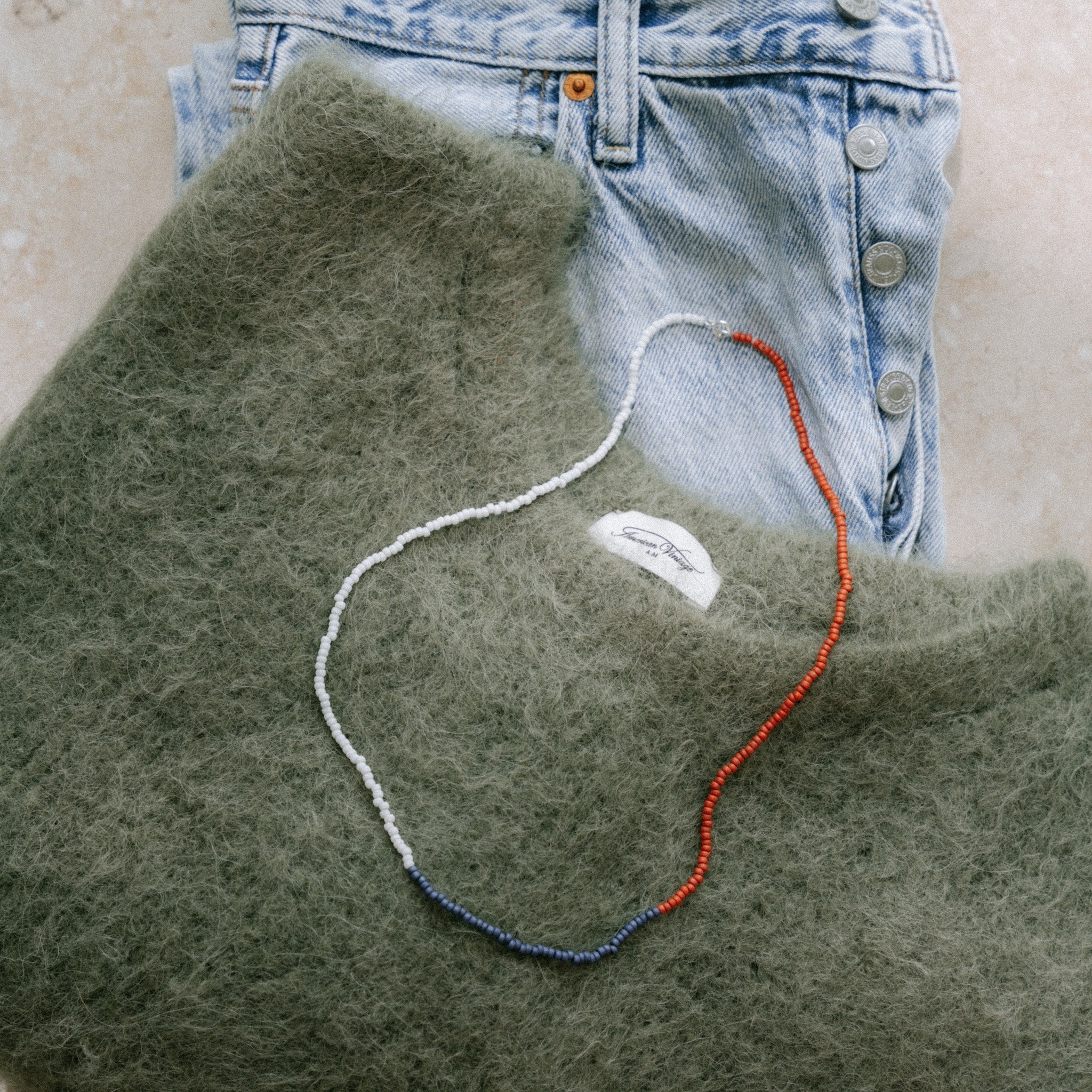 Japanese Miyuki Bead Necklace | Blue & Terracotta