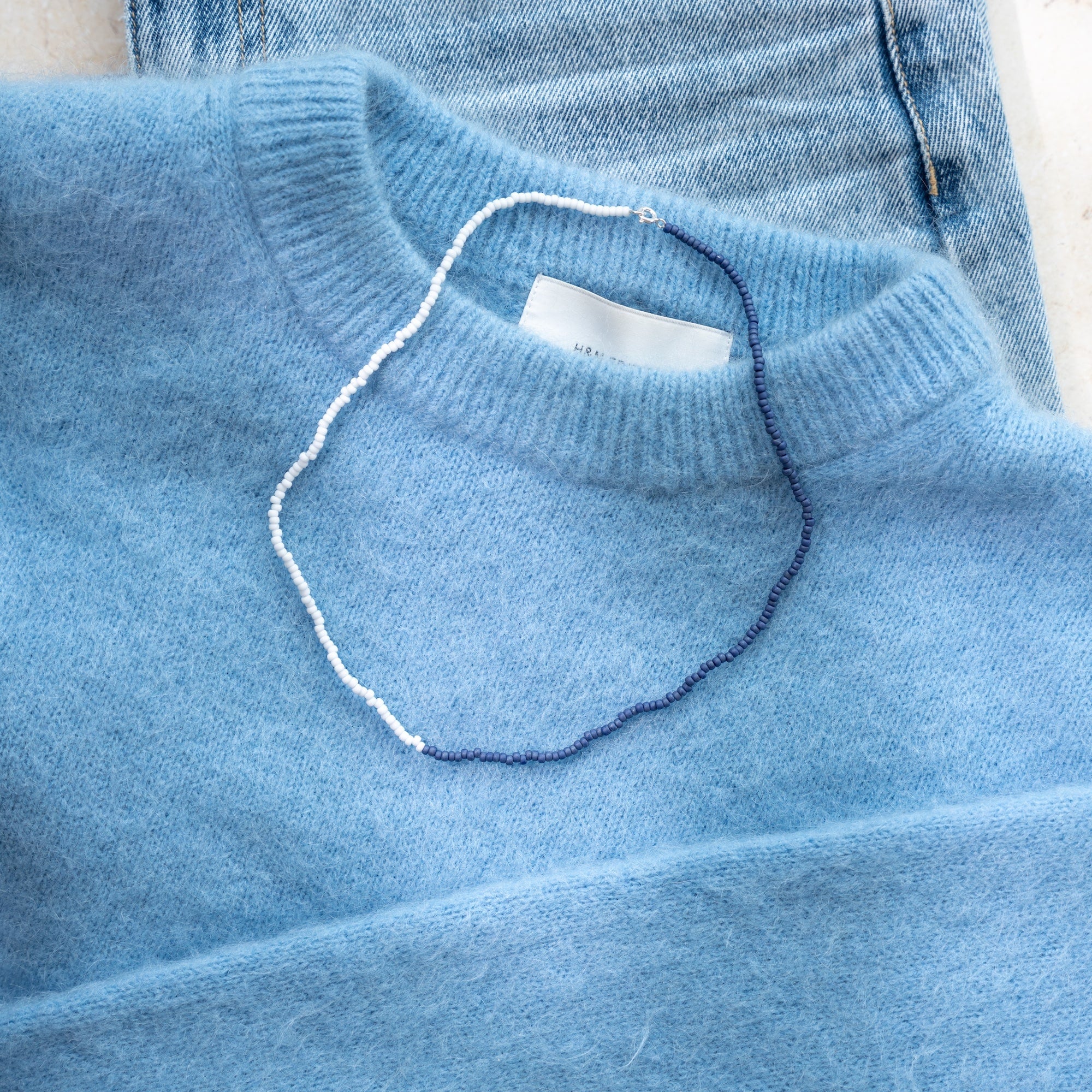 Japanese Miyuki Bead Necklace | Denim & Light Blue