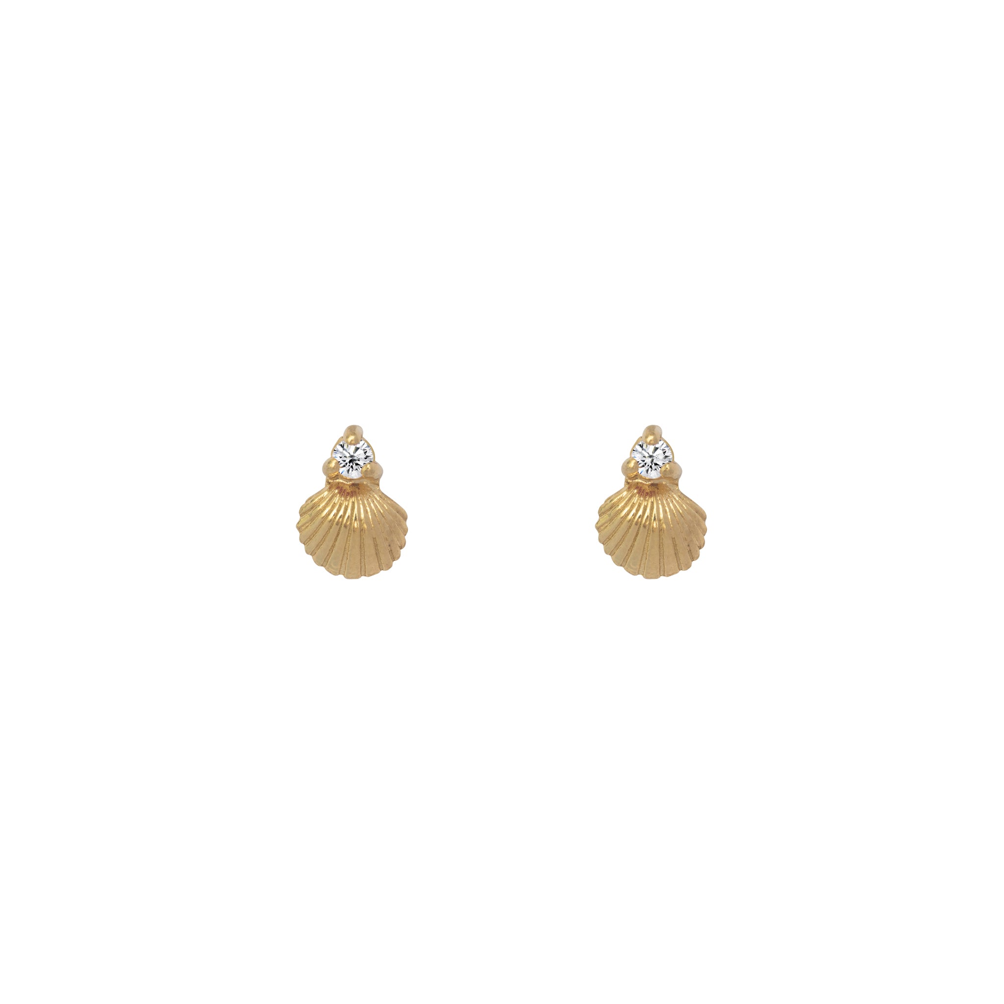 Naia Shell Studs Diamond Solid 9ct Gold