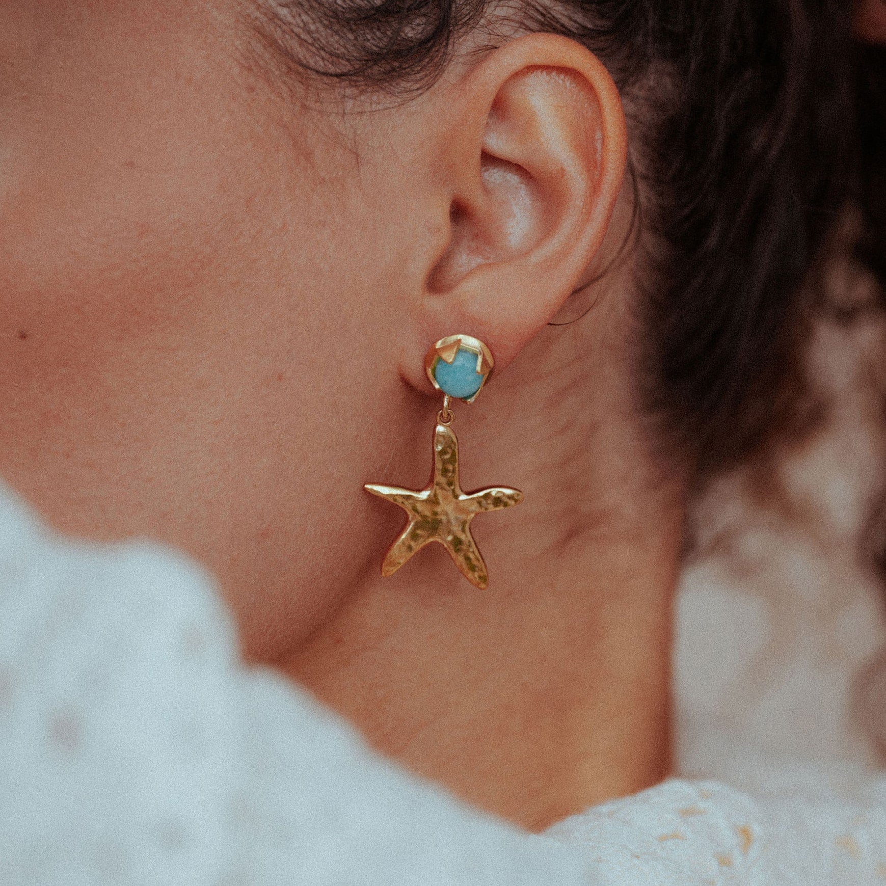 Sea Star Drop Earrings Amazonite