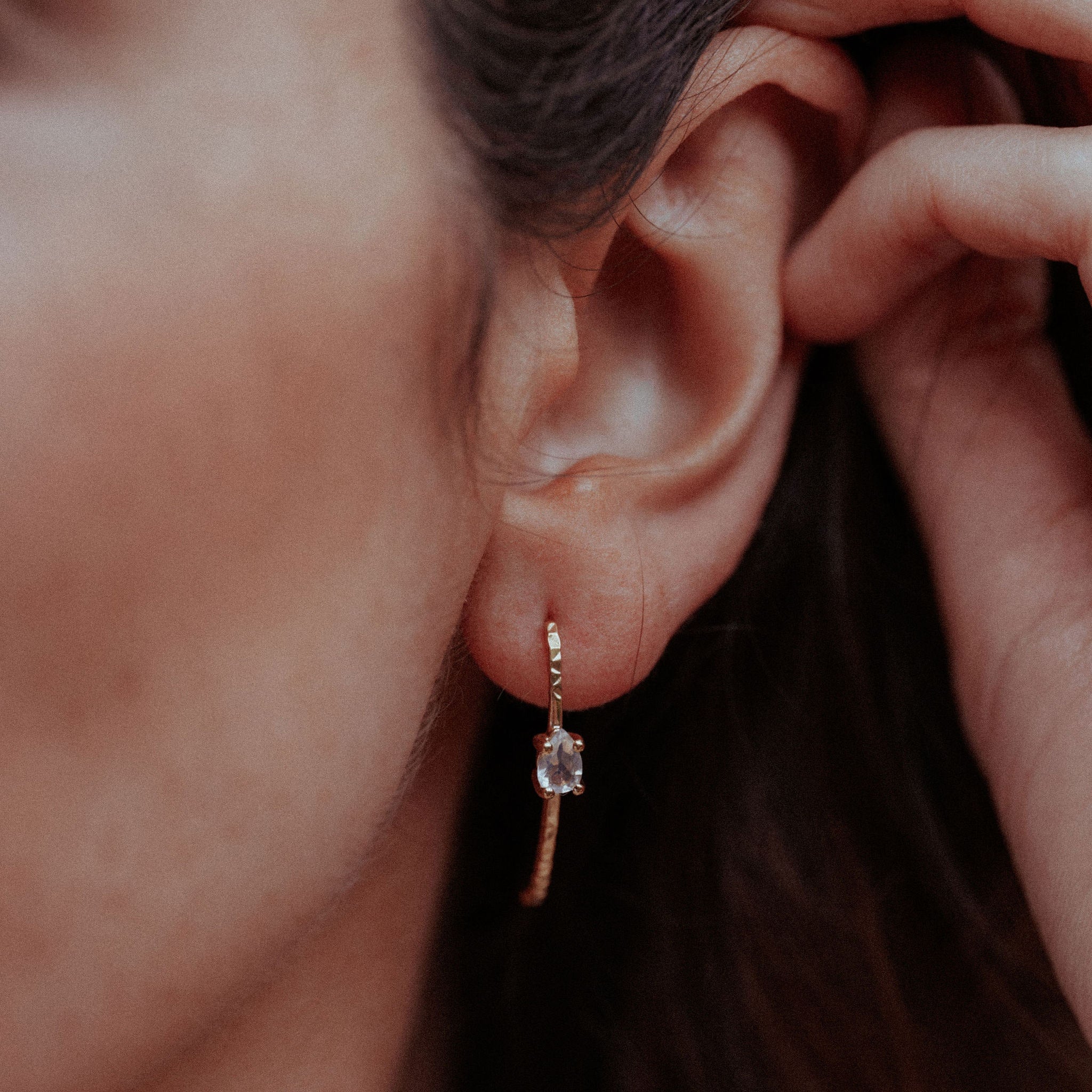 Tiger Drop Earrings Moonstone