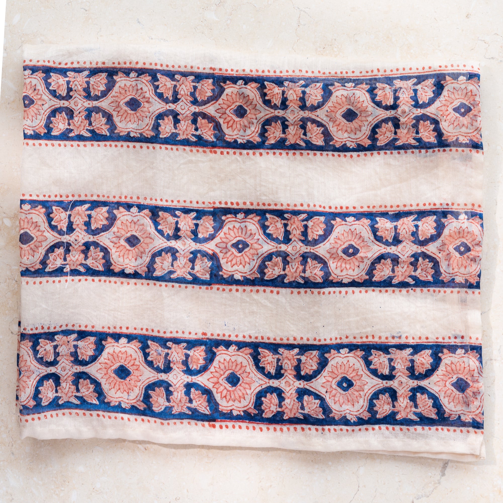 Block Print Neckerchief | Denim Blue & Rouge