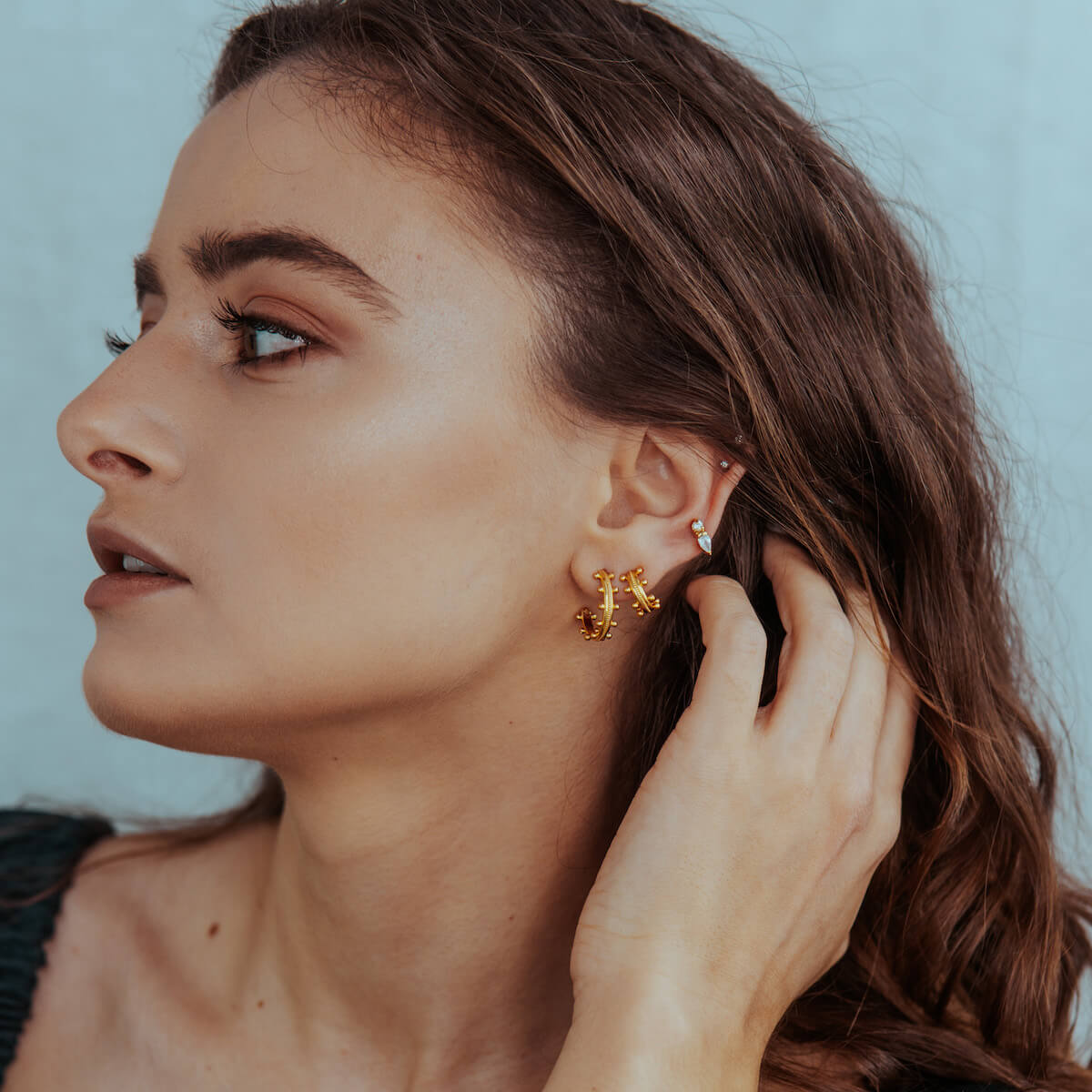 Beaded Neptune Hoop Earrings
