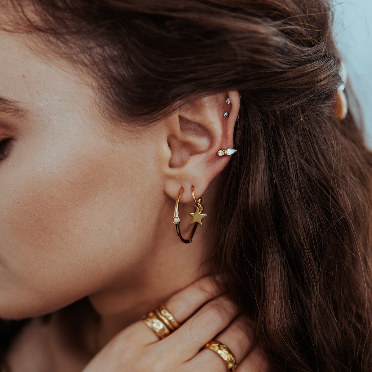 JEWELLED BLOSSOM STUDS - MOONSTONE
