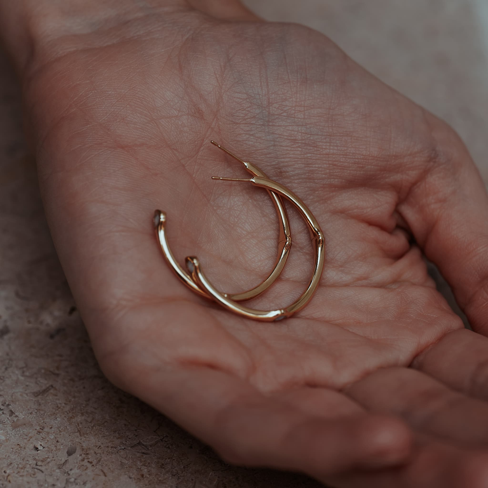 Bamboo Opalite Half Hoop Earring
