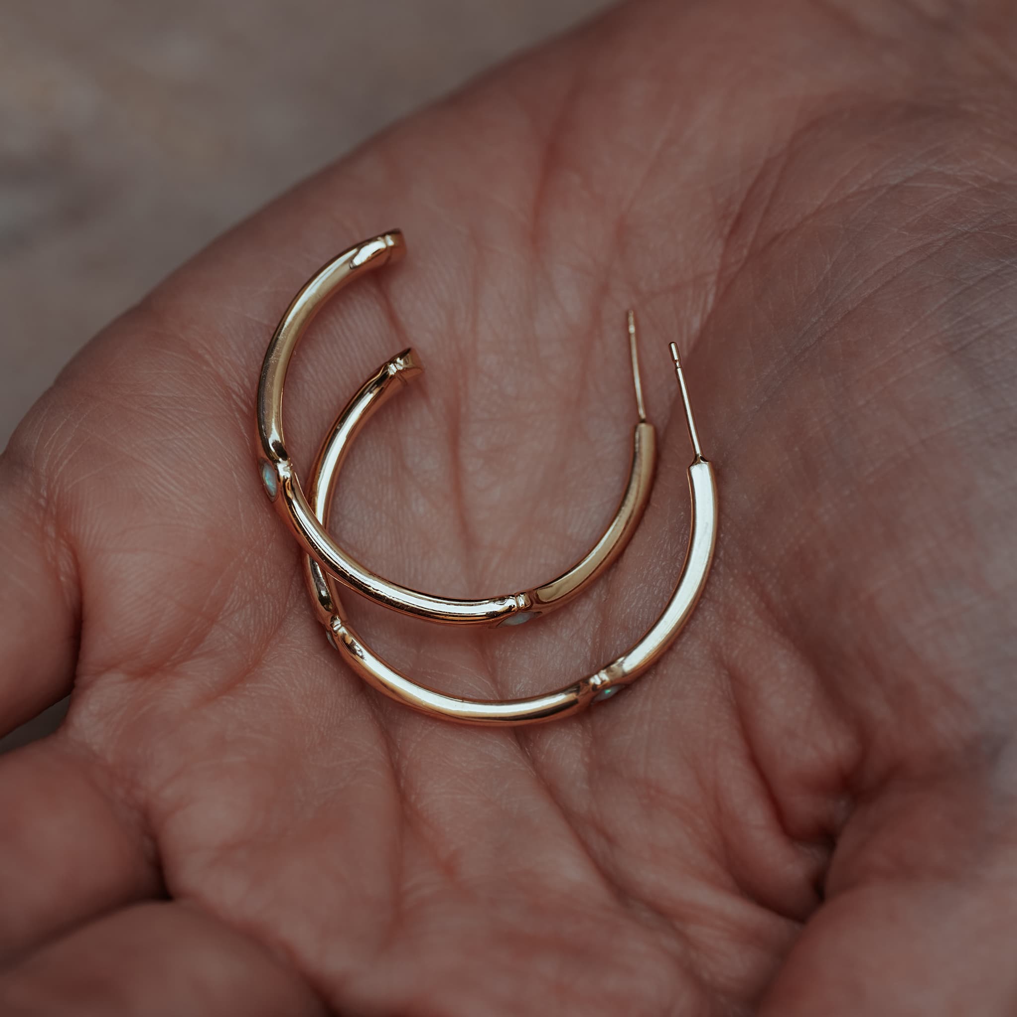 Bamboo Opalite Half Hoop Earring