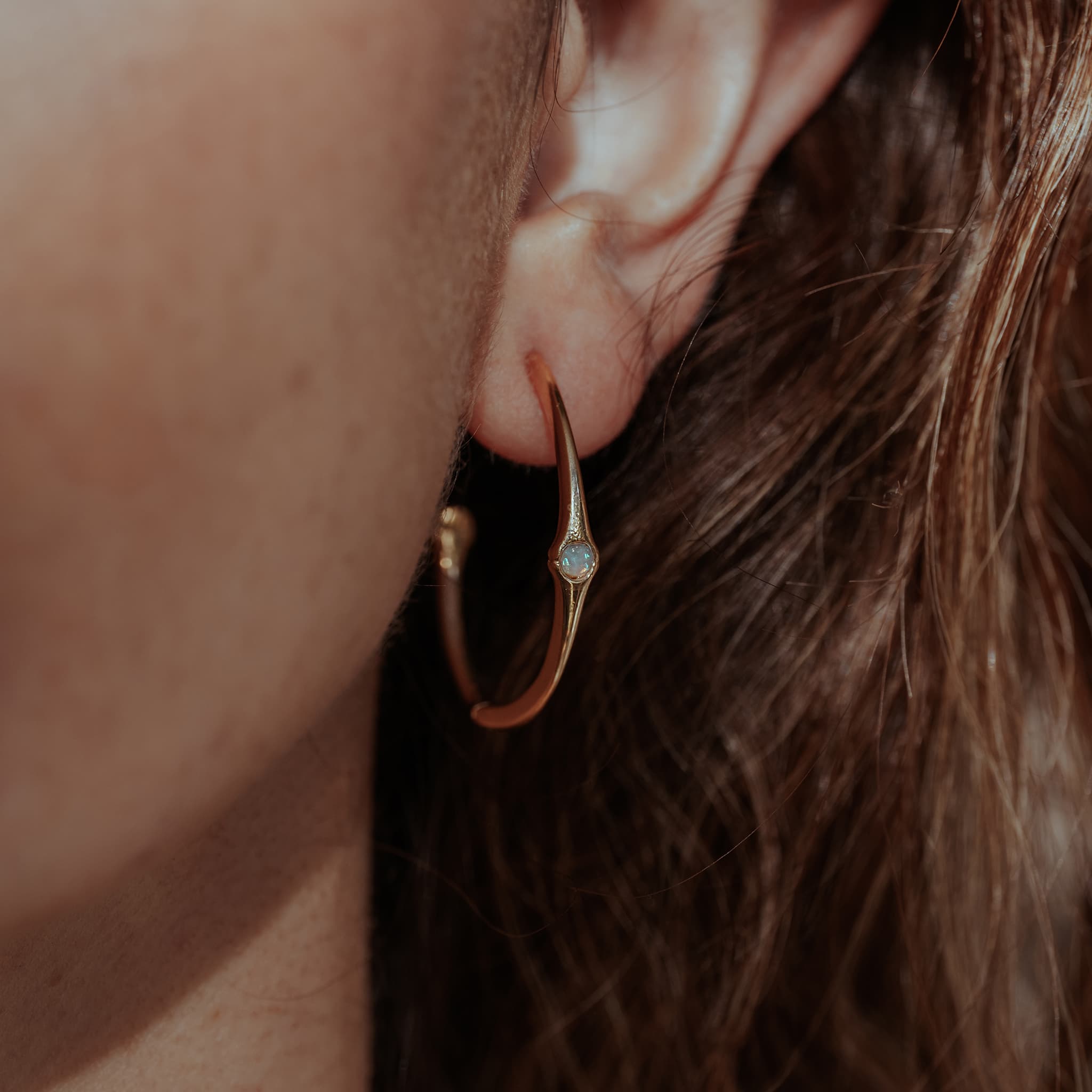 Bamboo Opalite Half Hoop Earring