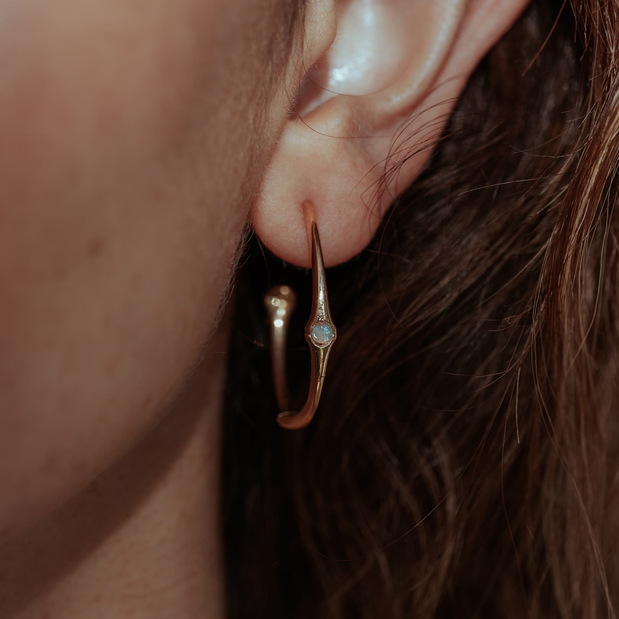 Bamboo Opalite Half Hoop Earring