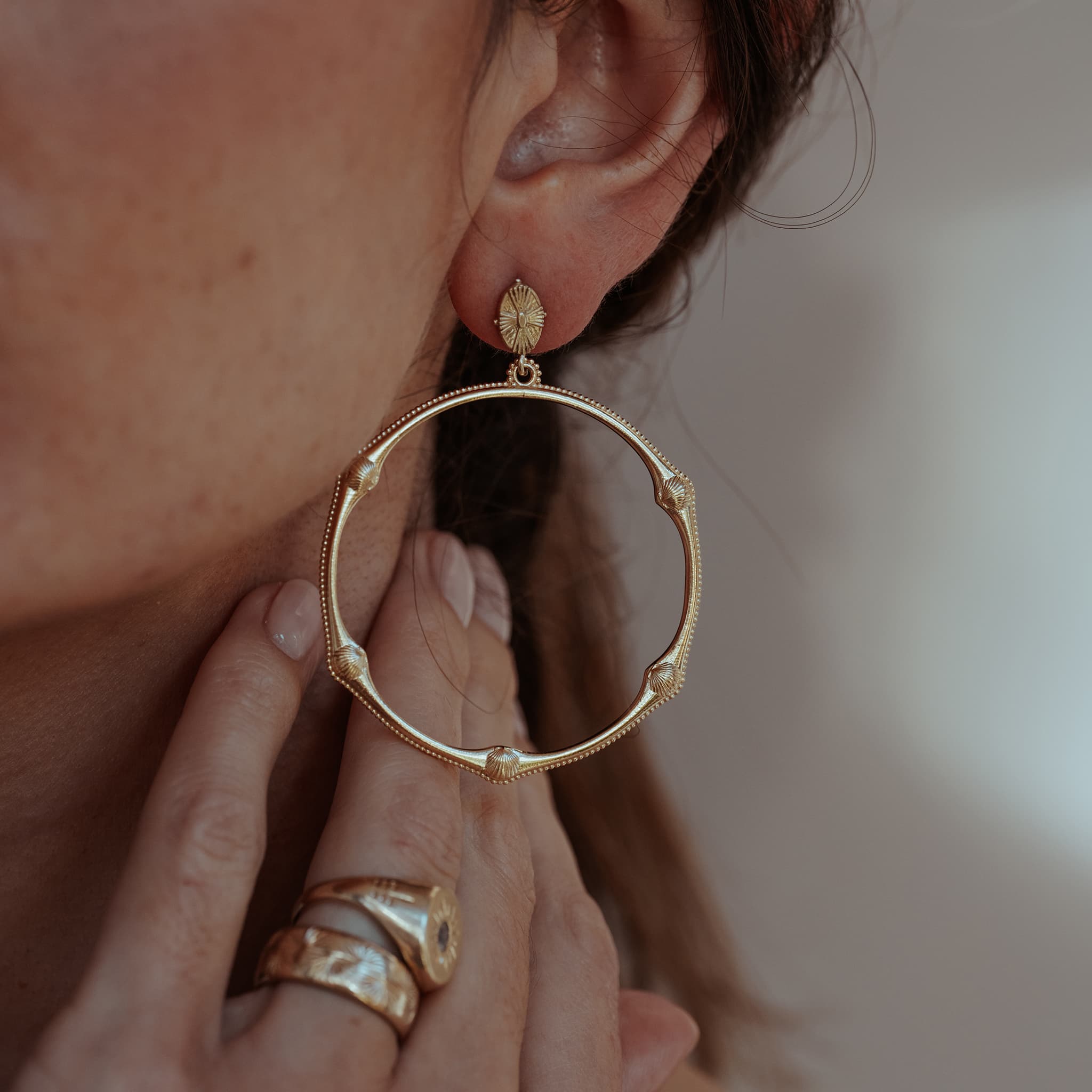 Bamboo Beaded Shell Earrings