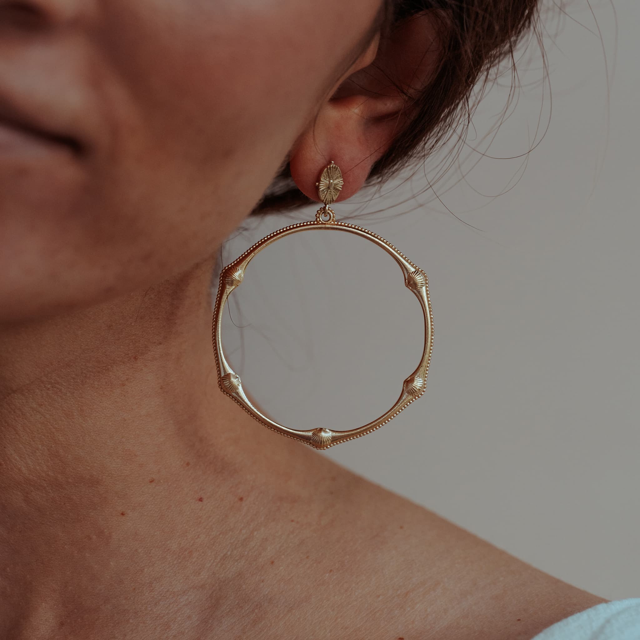 Bamboo Beaded Shell Earrings