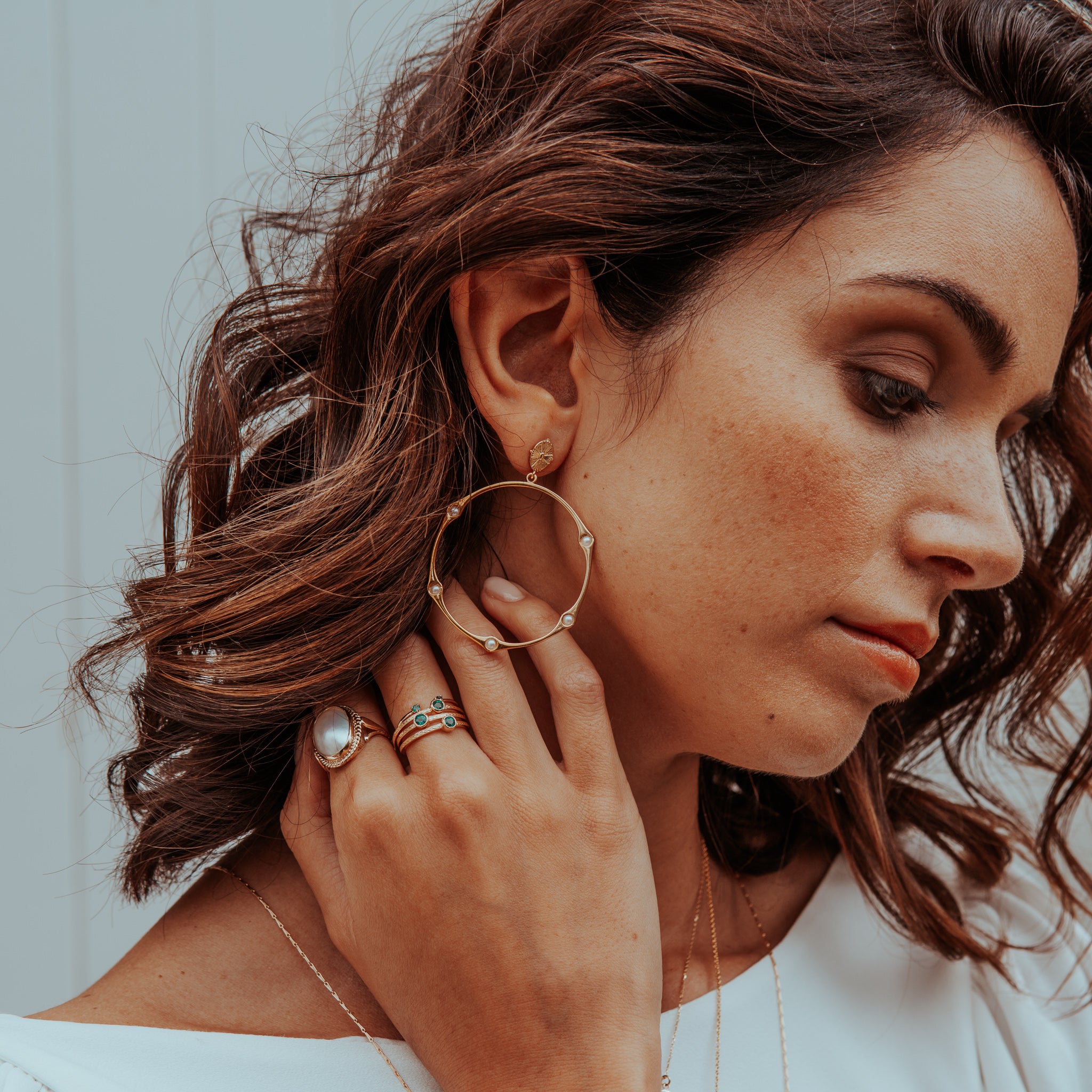 Bamboo Turquoise Hinged Shell Top Hoop | Sample Sale