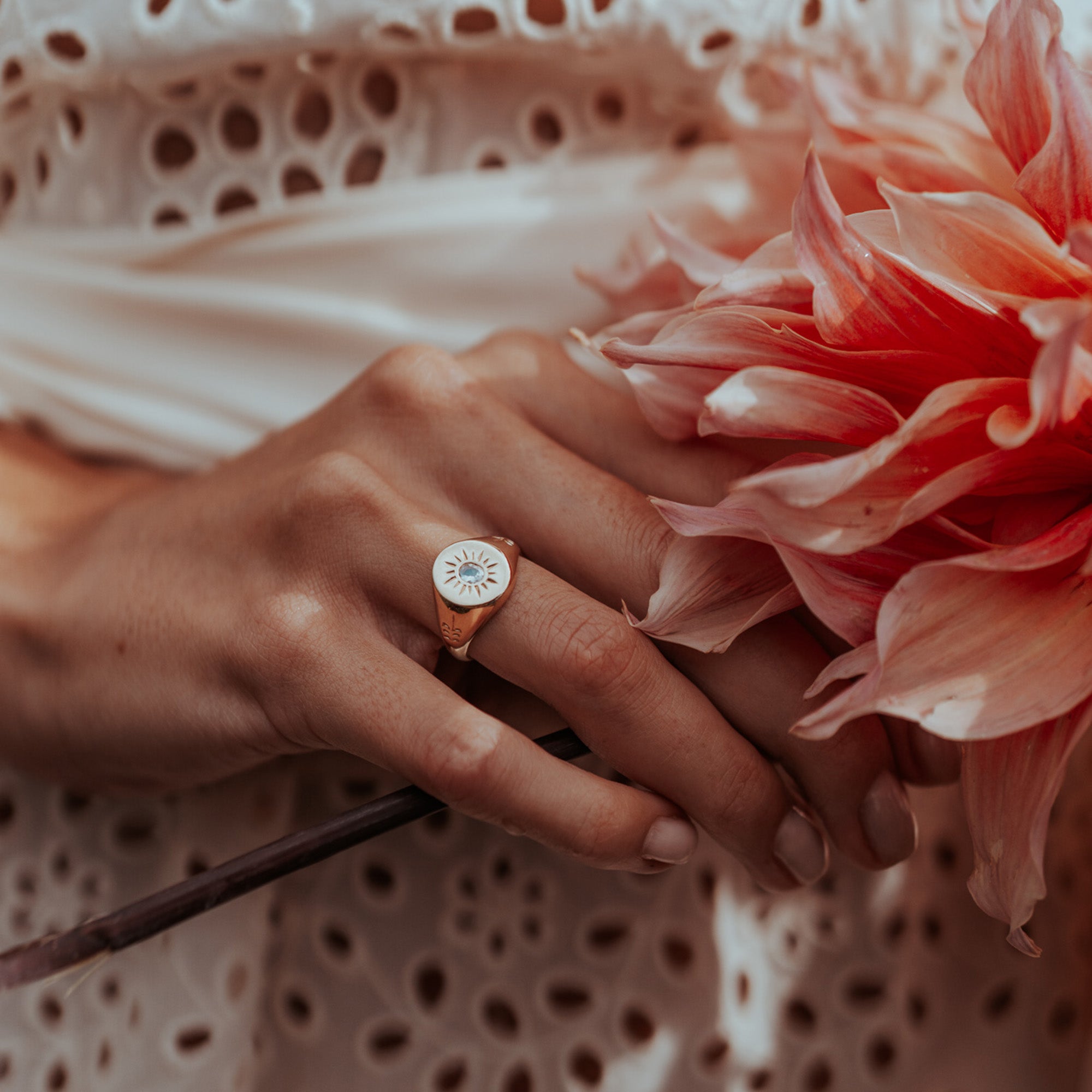 Jewelled Sabal Signet Ring