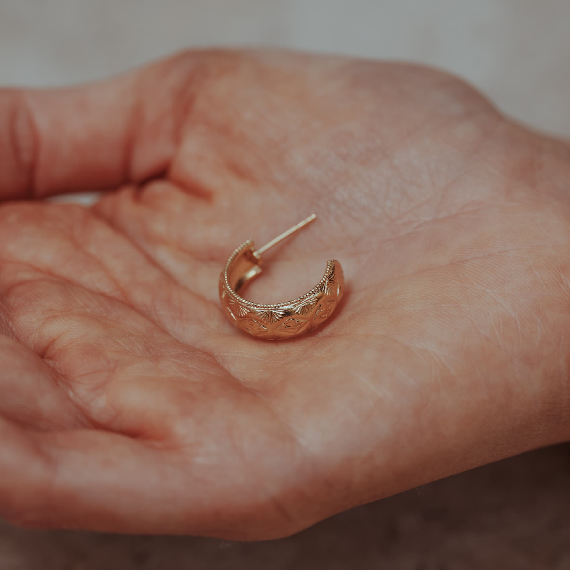 Diamond Palm Hoop Earrings