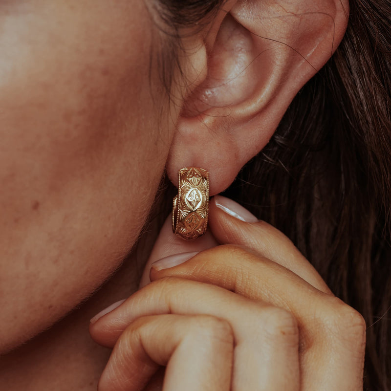 Diamond Palm Hoop Earrings
