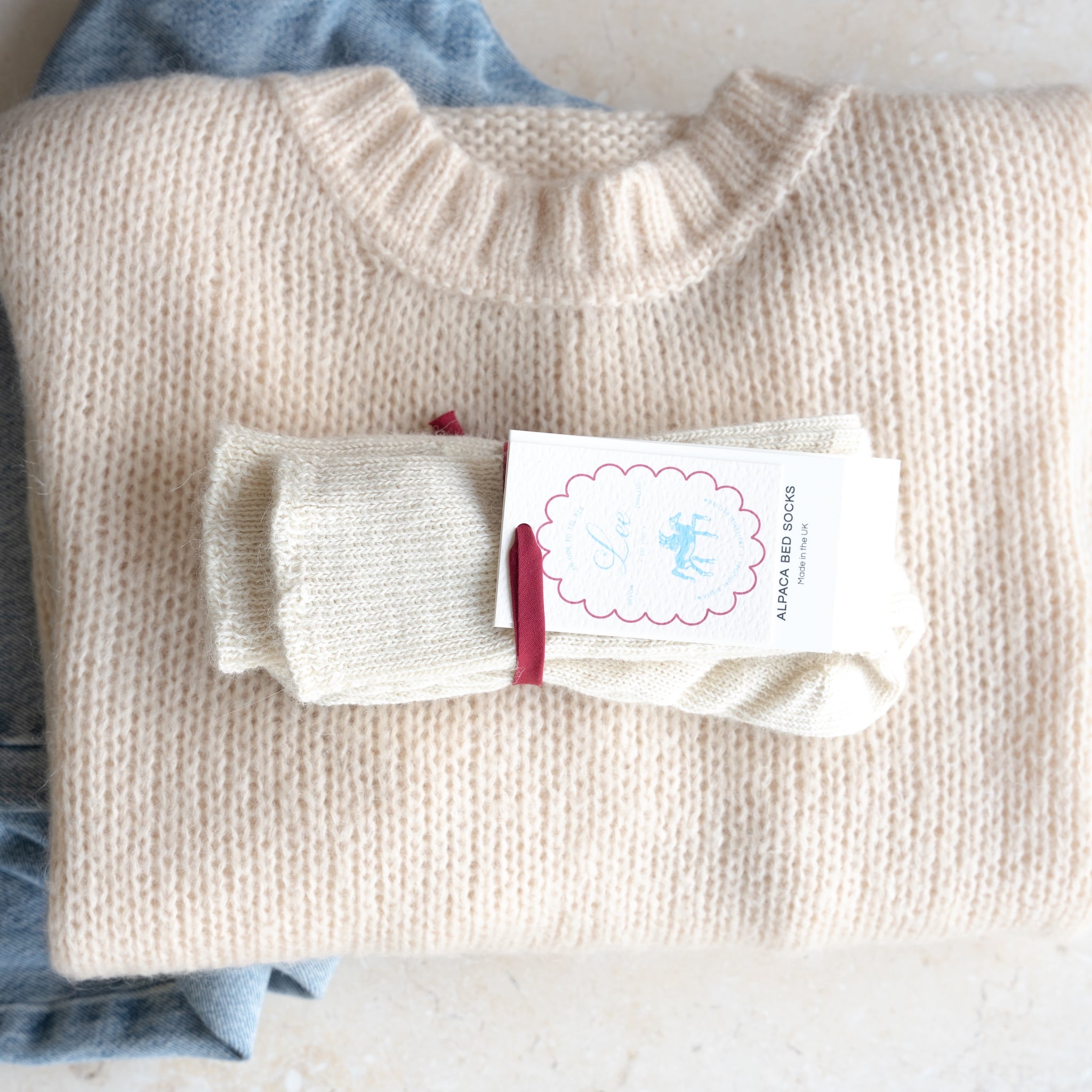 Alpaca Bed Socks | Cream