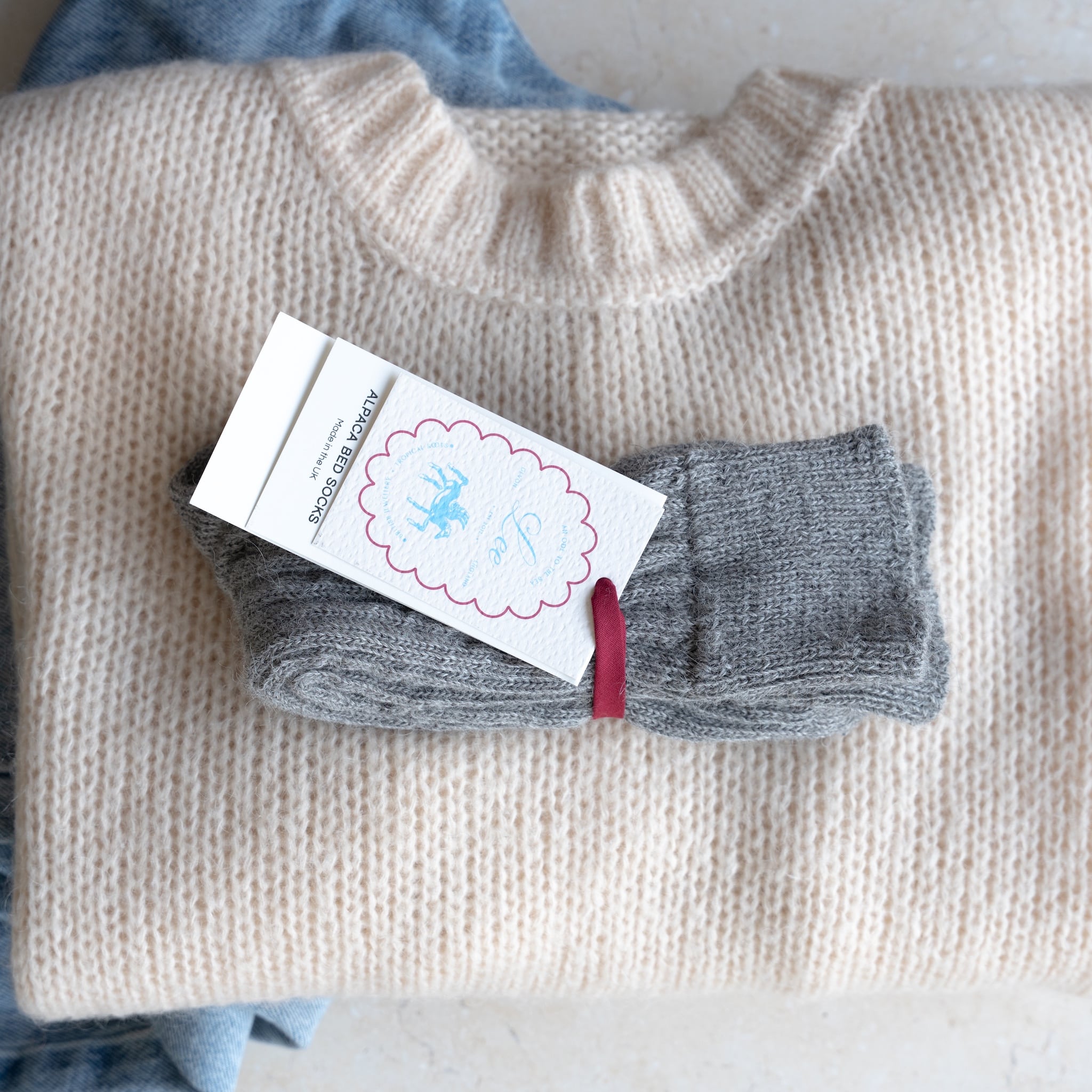 Alpaca Bed Socks | Grey