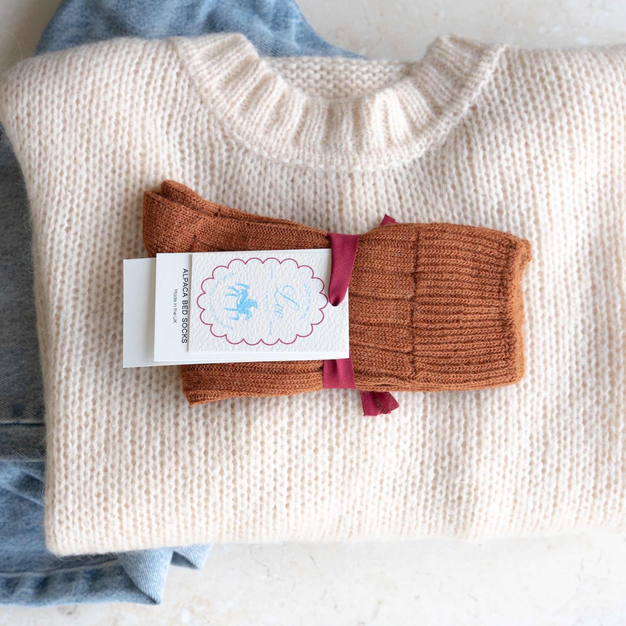 Alpaca Bed Socks | Rust