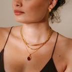 Ariel Pendant Hayseed Chain | Deep Orange Carnelian