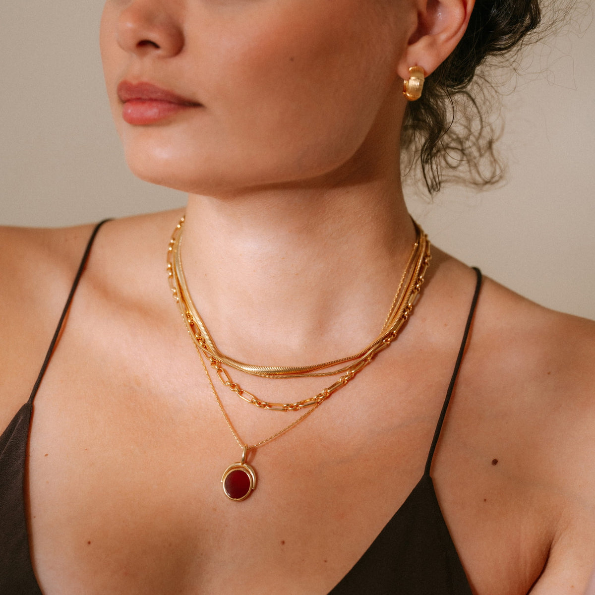 Ariel Pendant Hayseed Chain | Deep Orange Carnelian