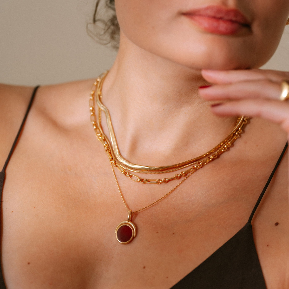 Ariel Pendant Hayseed Chain | Deep Orange Carnelian