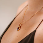 Ariel Pendant Hayseed Chain | Deep Orange Carnelian