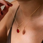 Ariel Pendant Hayseed Chain | Deep Orange Carnelian