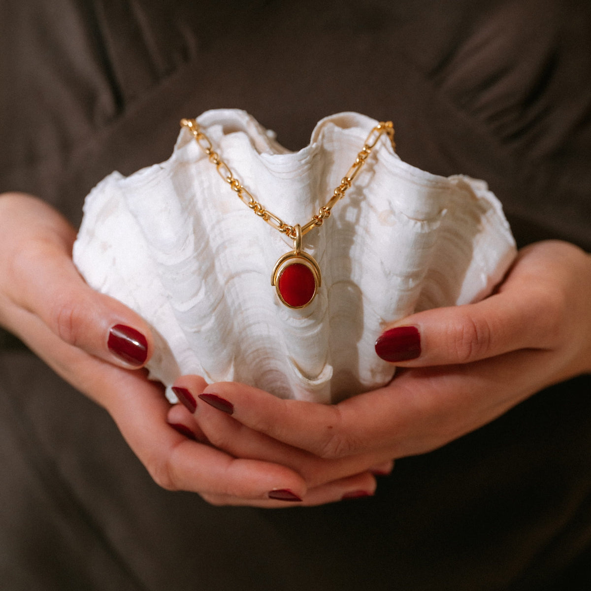Ariel Pendant Iris Chain | Deep Orange Carnelian