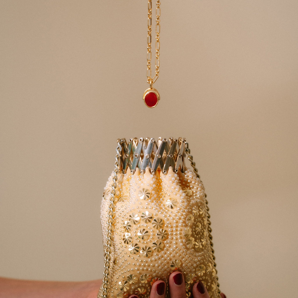 Ariel Pendant Iris Chain | Deep Orange Carnelian